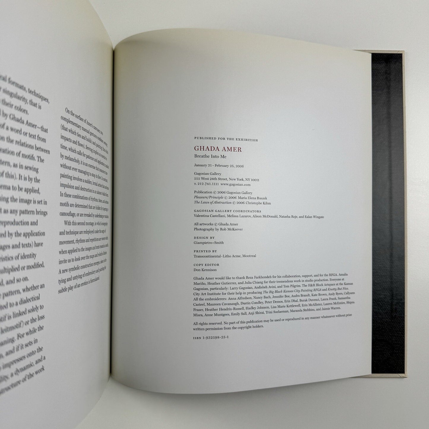 Ghada Amer. Breathe Into Me | Gagosian New York exhibition catalogue, 2006