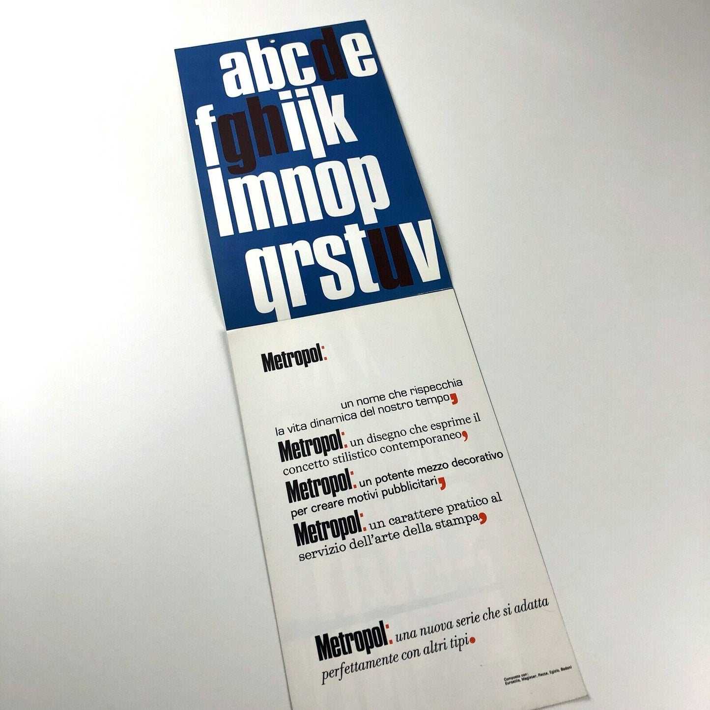 Metropol type specimen leaflet | Societá Nebiolo, Torino | Attrazione Grafica, undated