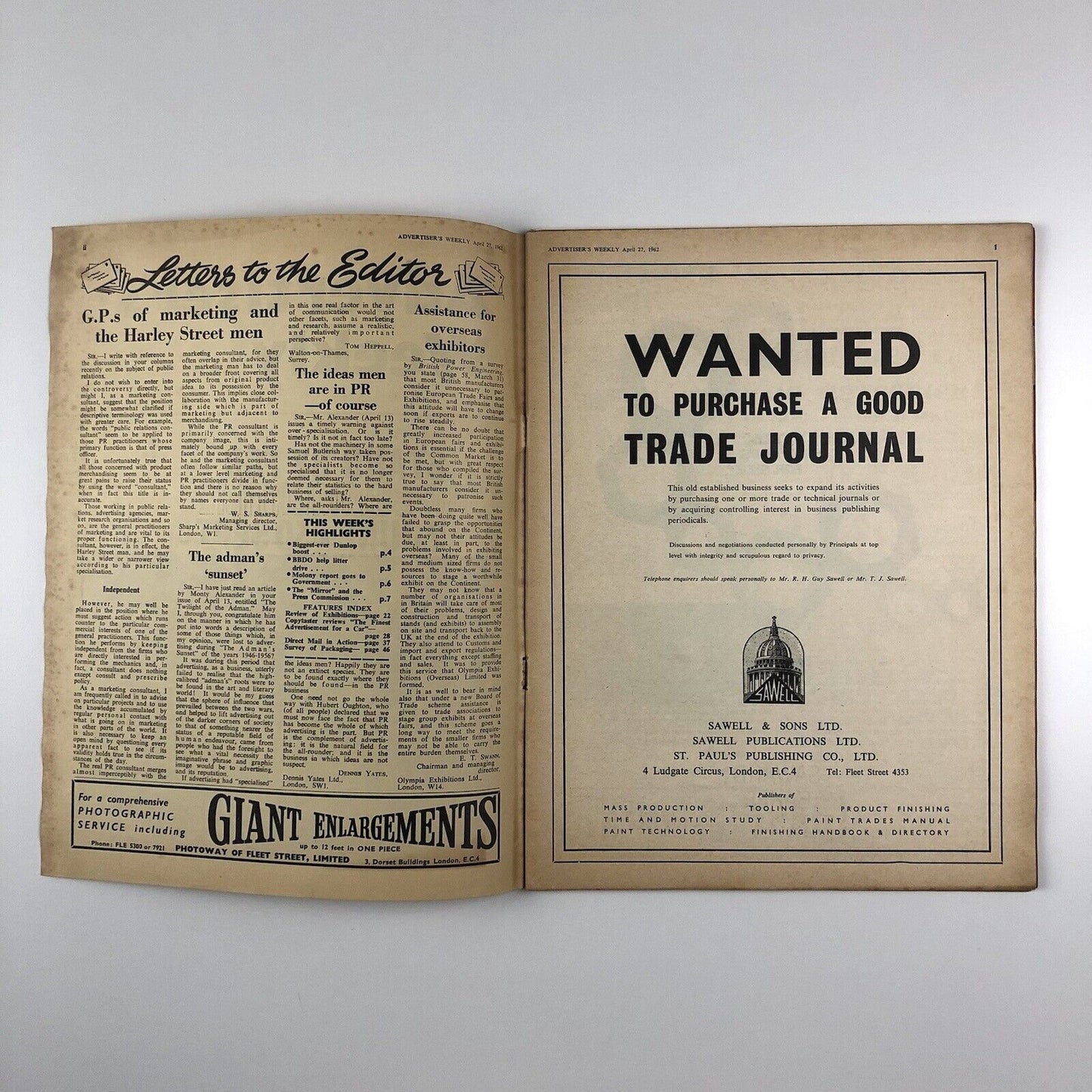 Advertiser’s Weekly | The Journal of Advertising & Marketing | 27 April 1962
