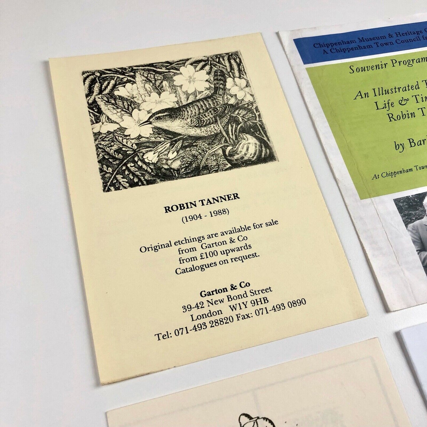 Four items of ephemera relating to the etcher Robin Tanner 2003-2004