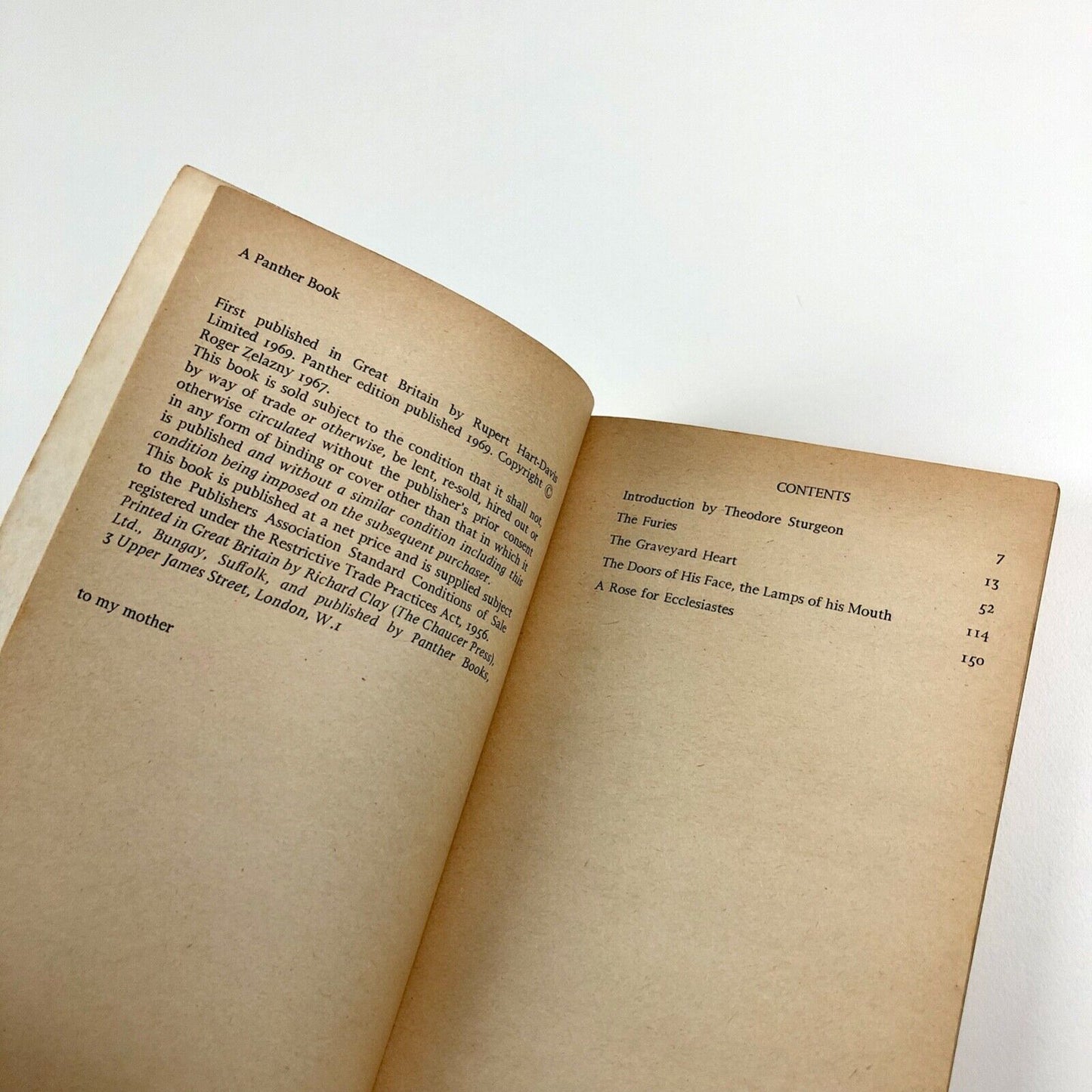 A Rose for Ecclesiastes by Roger Zelazny | Panther Books paperback, 1969