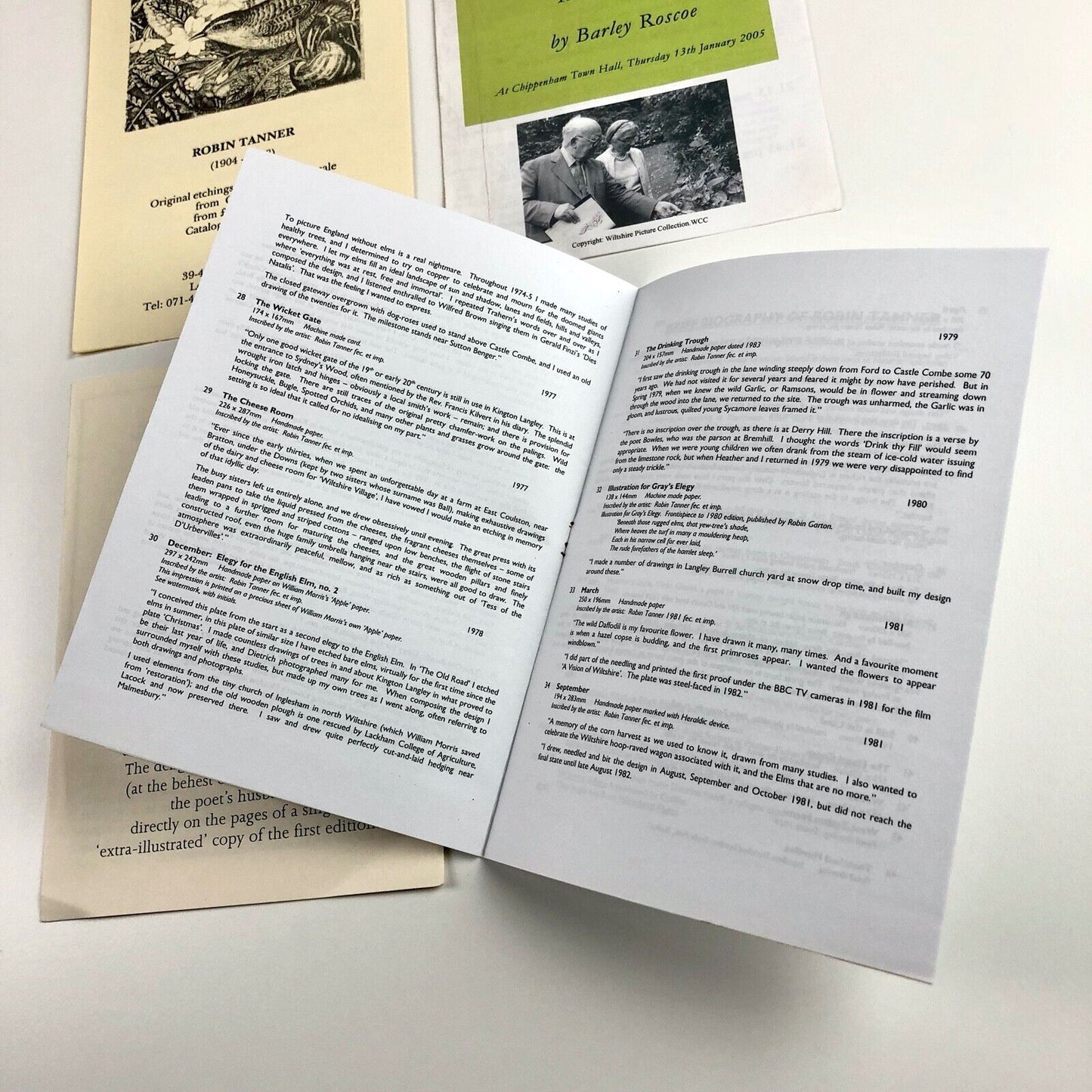 Four items of ephemera relating to the etcher Robin Tanner 2003-2004