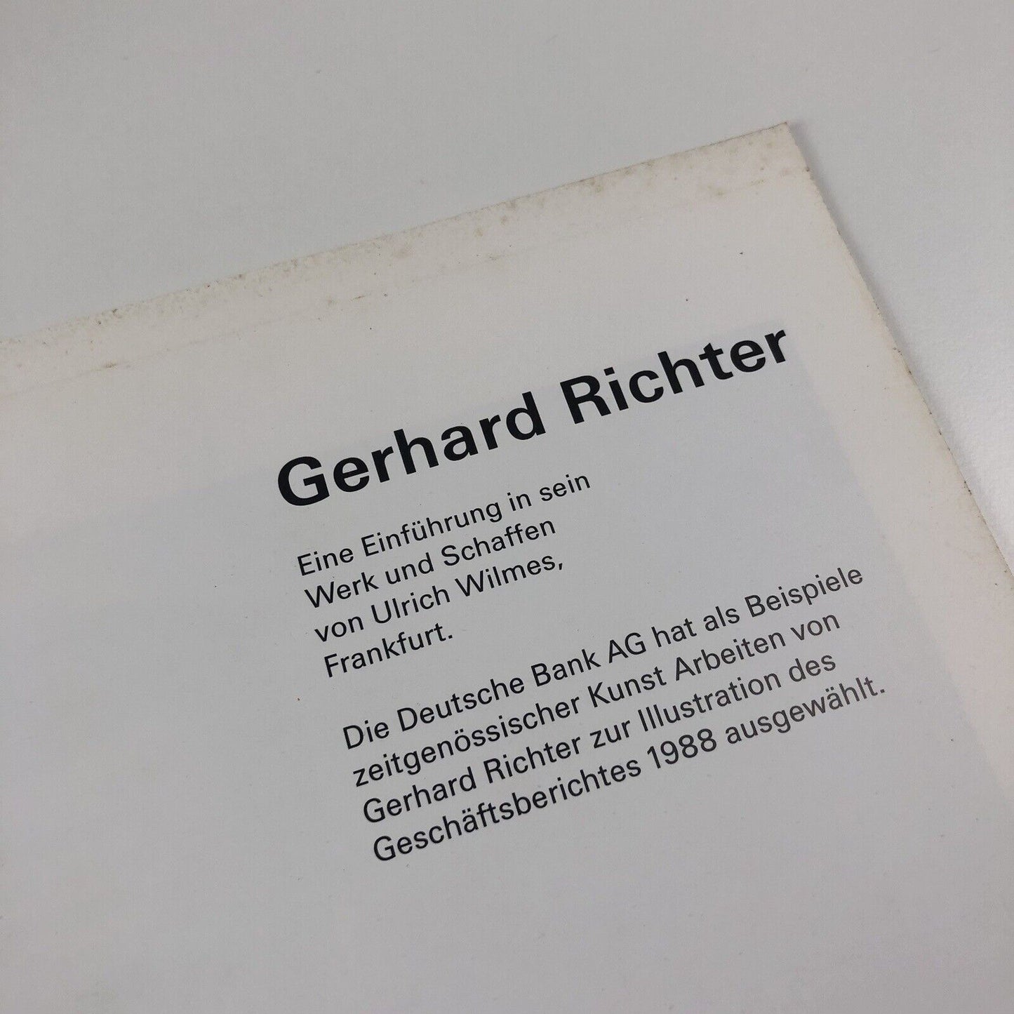 Gerhard Richter | Deutsche Bank collection catalogue booklet | Ulrich Wilmes, 1988