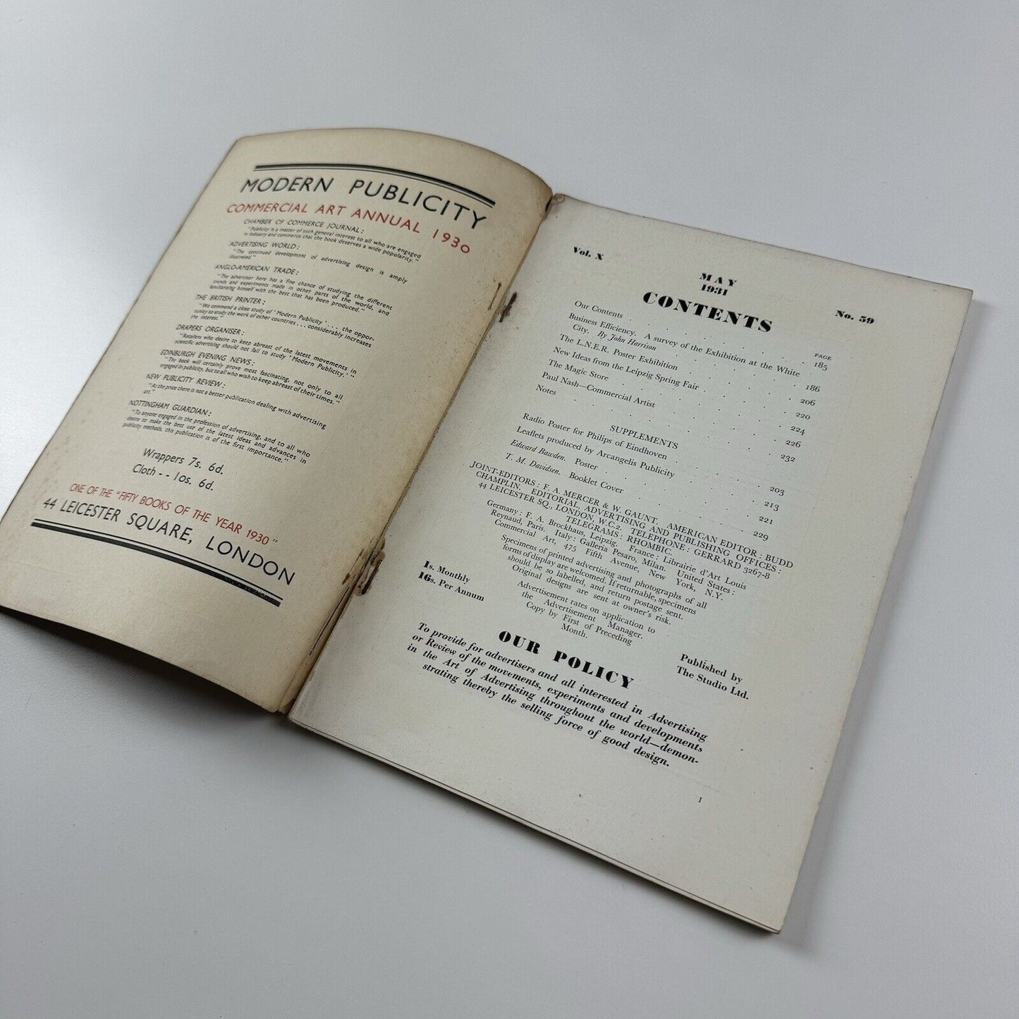 Commercial Art – The Advertisers Magazine | May 1931, Vol 10 No 59. | W.S. Crawford | LNER exhibition