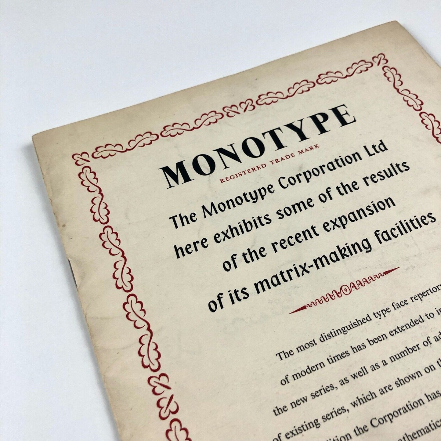 Monotype matrix-making | 1955 type specimen booklet | Will Carter, Ashley Havinden
