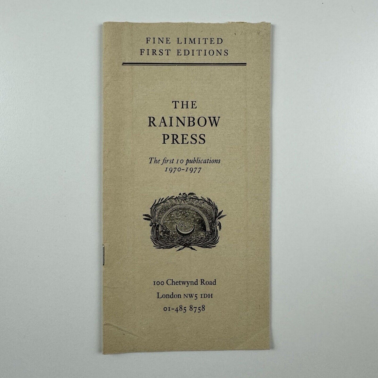Leaflet for The Rainbow Press | The first 10 publications 1970-1977 | The John Robert Press | includes Ted Hughes, Sylvia Plath