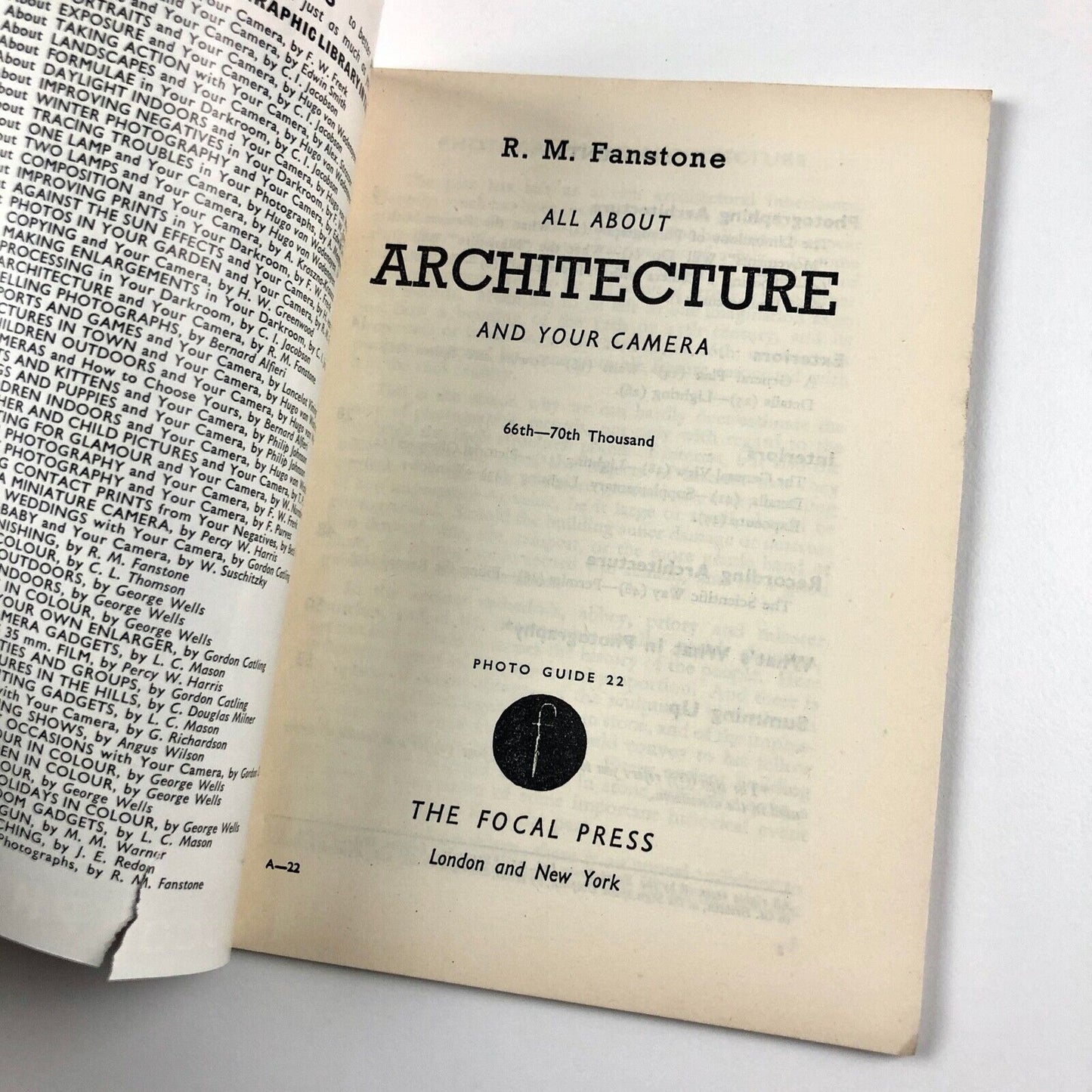 All About... Architecture And Your Camera | R.M. Fanstone | A Focal Photo Guide, 1954