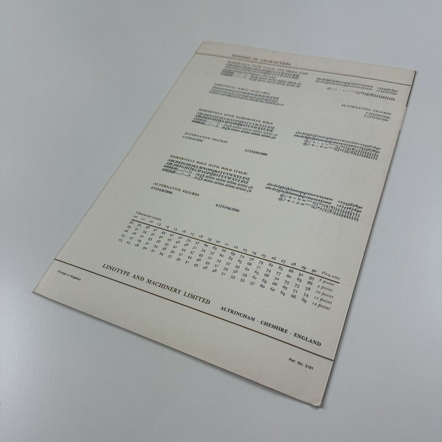 Linotype Baskerville | Type specimen leaflet | Undated, possibly 1960s?