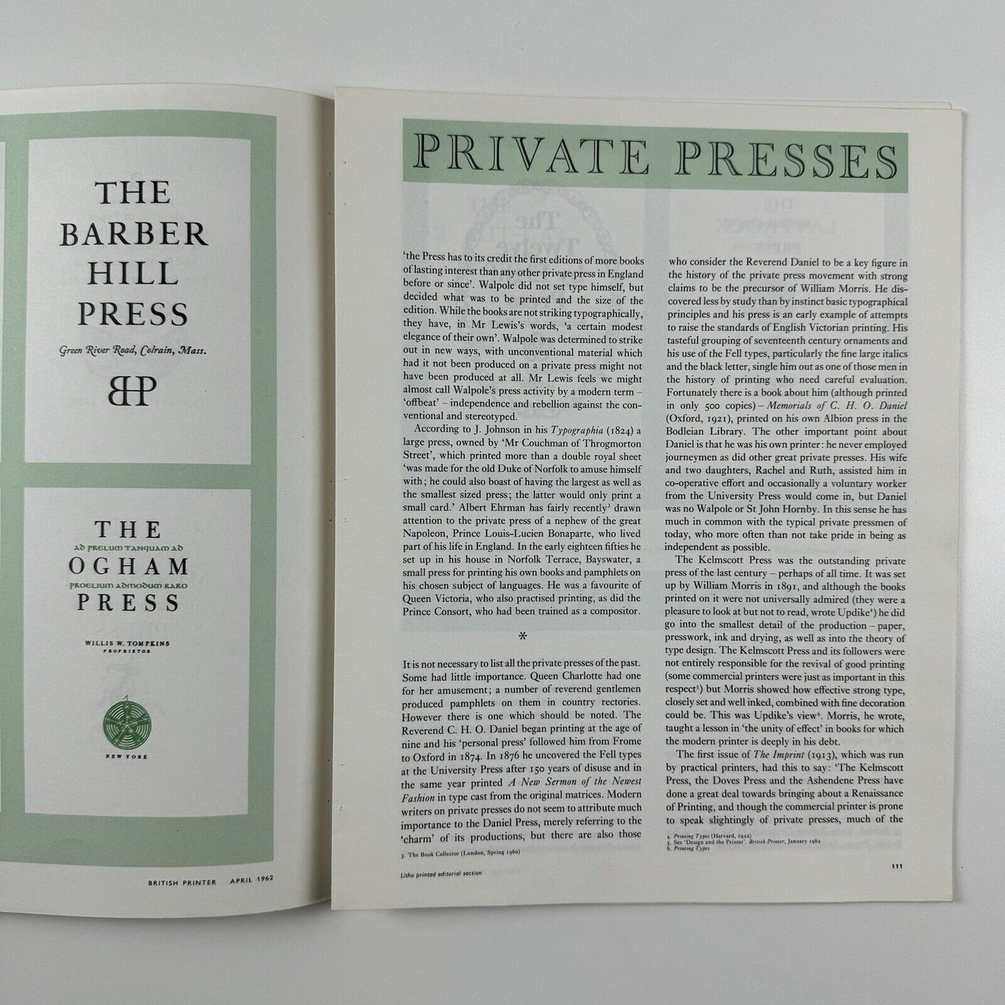 Private Presses and the Printing Industry | James Moran – British Printer supplement, 1962