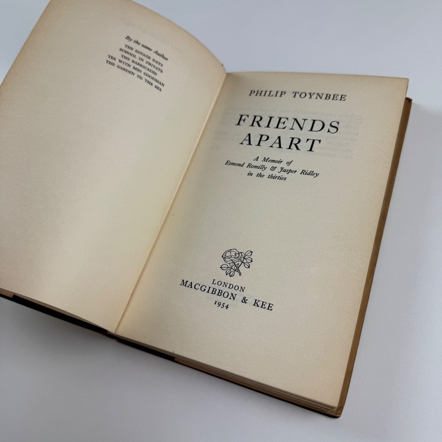 Friends Apart. A memoir of the thirties by Philip Toynbee. Macgibbon & Kee, 1954