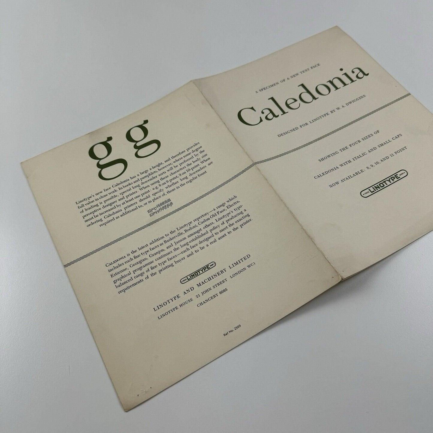 Linotype Caledonia – fold out type specimen poster | W.A. Dwiggins | Undated
