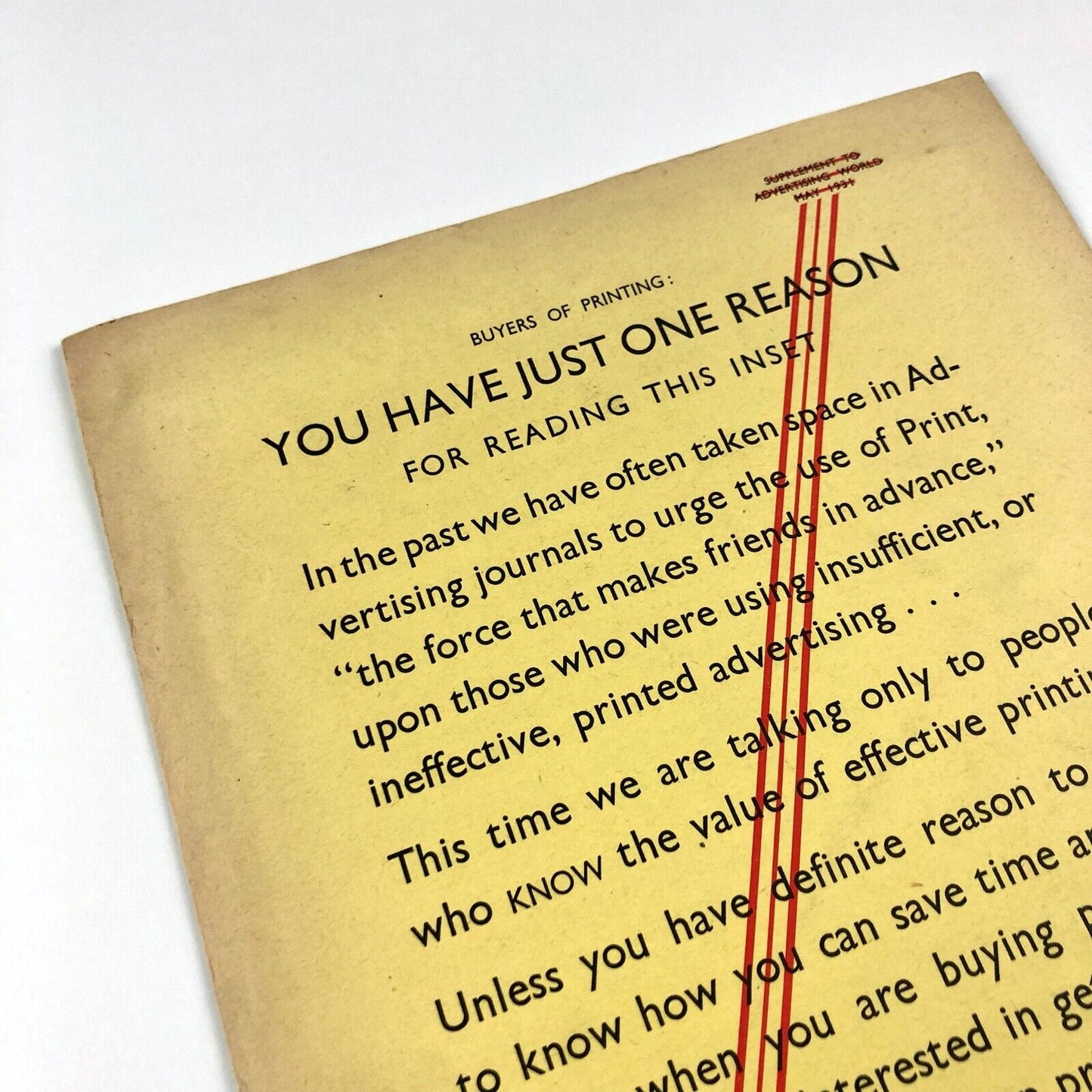 Monotype advertisement 'Buyers of Printing' | Promotional leaflet | May 1931 in Gill Sans