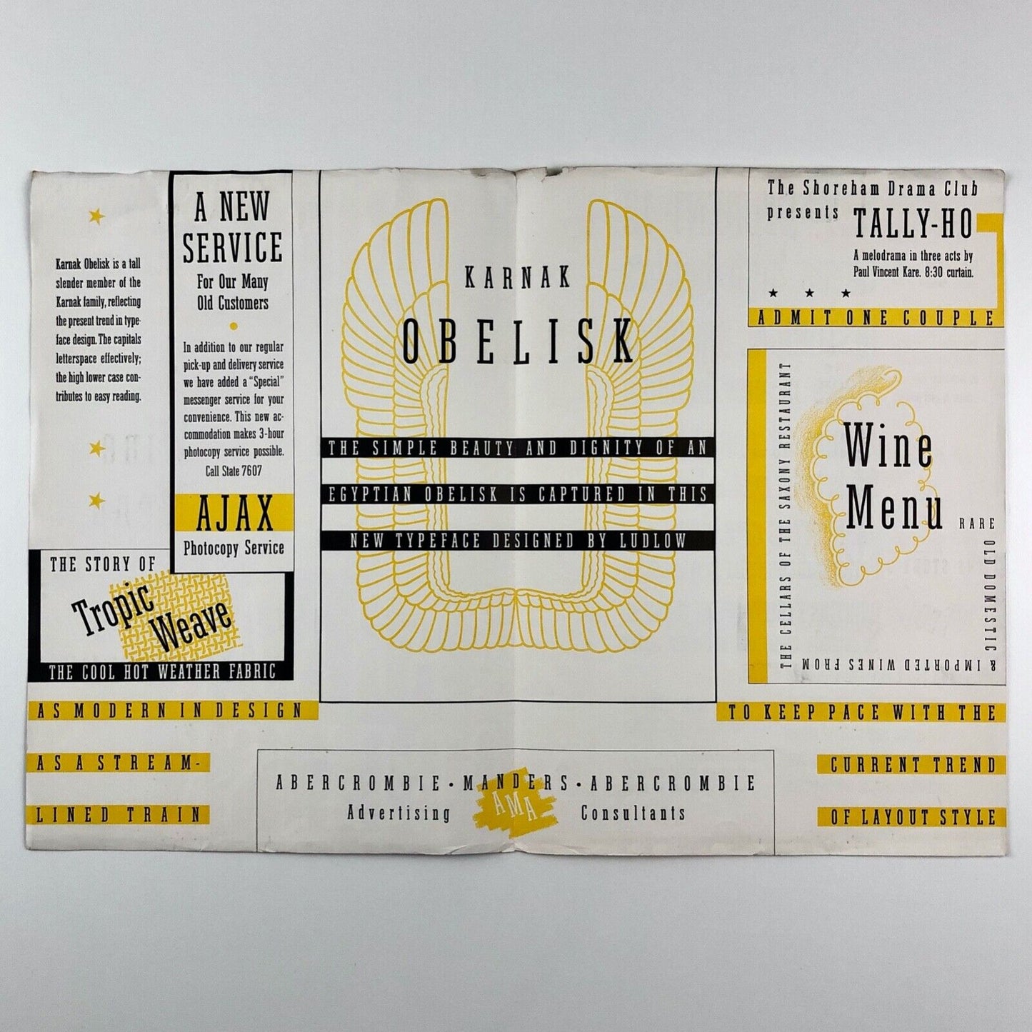 Ludlow Karnak Obelisk | Ludlow Typograph Company type specimen leaflet, undated