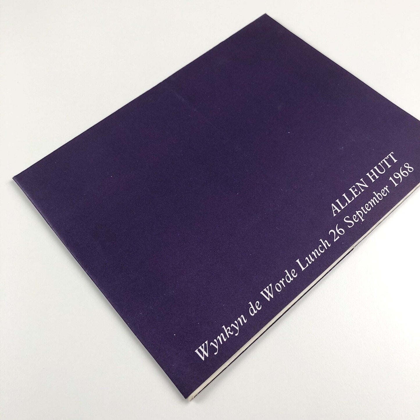 Allen Hutt. Printed typescript/keepsake for talk to the Wynkyn de Worde Lunch 26 September 1968 - 'Is the newspaper designer needed any more?'