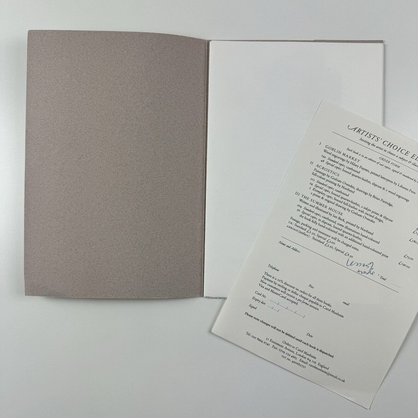 Artists' Choice Editions | 3 x prospectuses – Carol Manheim / Dennis Hall