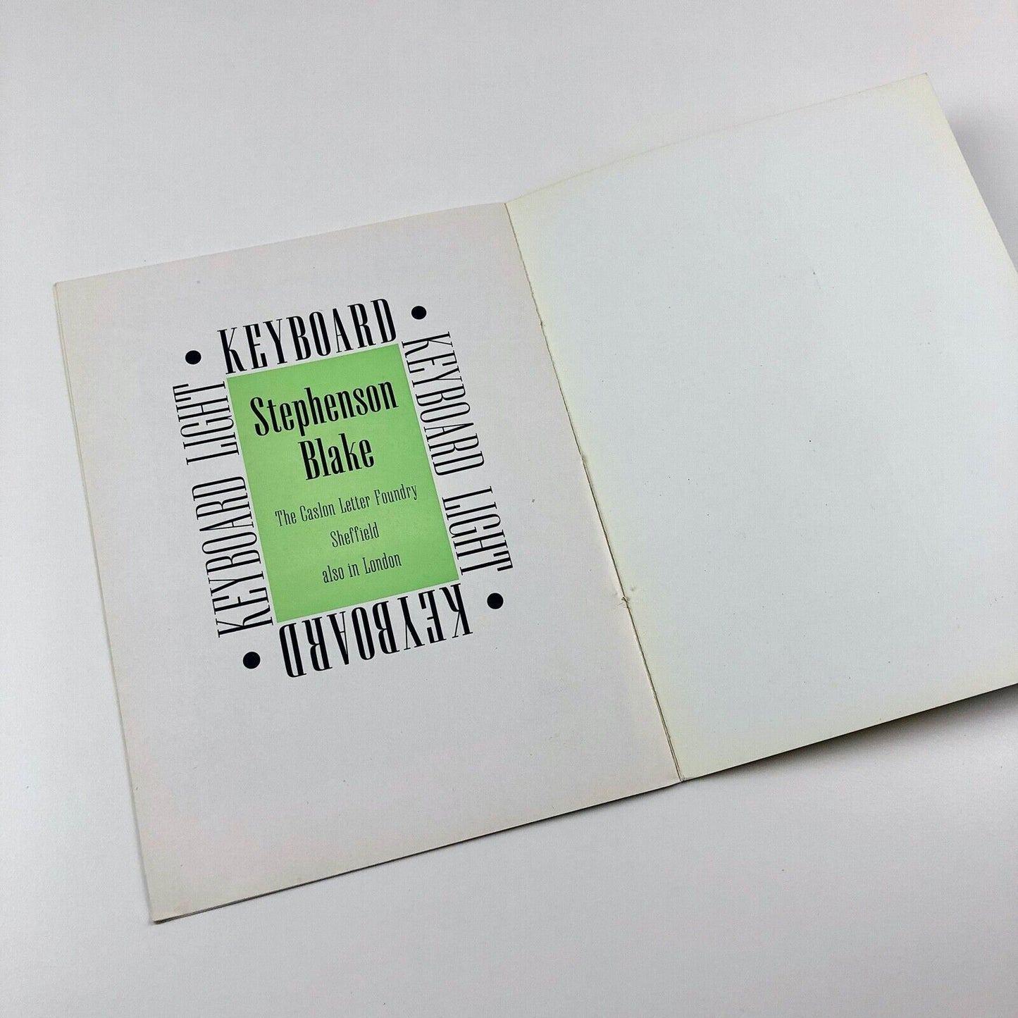 Keyboard and Keyboard Light | Stephenson Blake type specimen booklet
