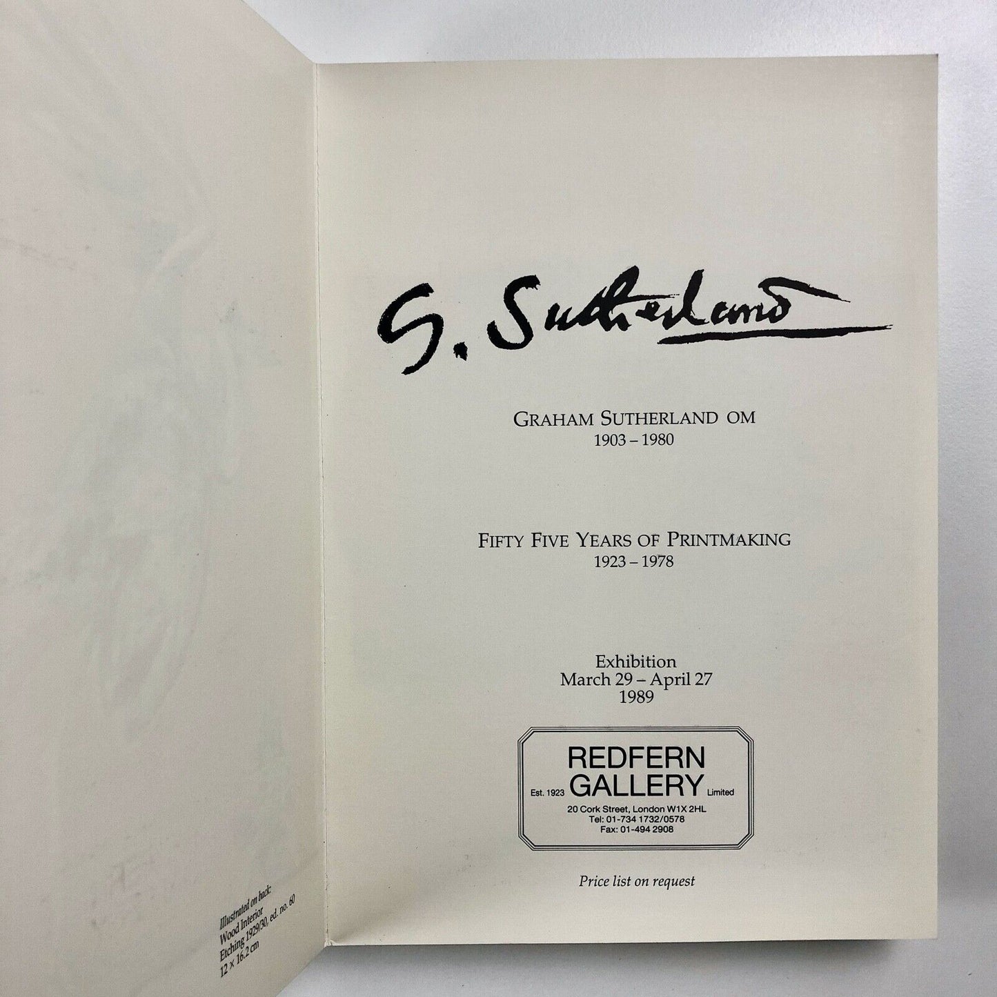 Graham Sutherland Printmaking exhibition – folded card | Redfern Gallery, 1989