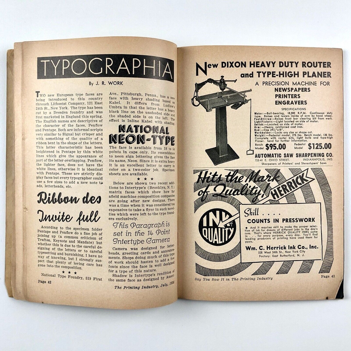 The Printing Industry – trade journal | Volume Seventeen, Number 7 | July 1936