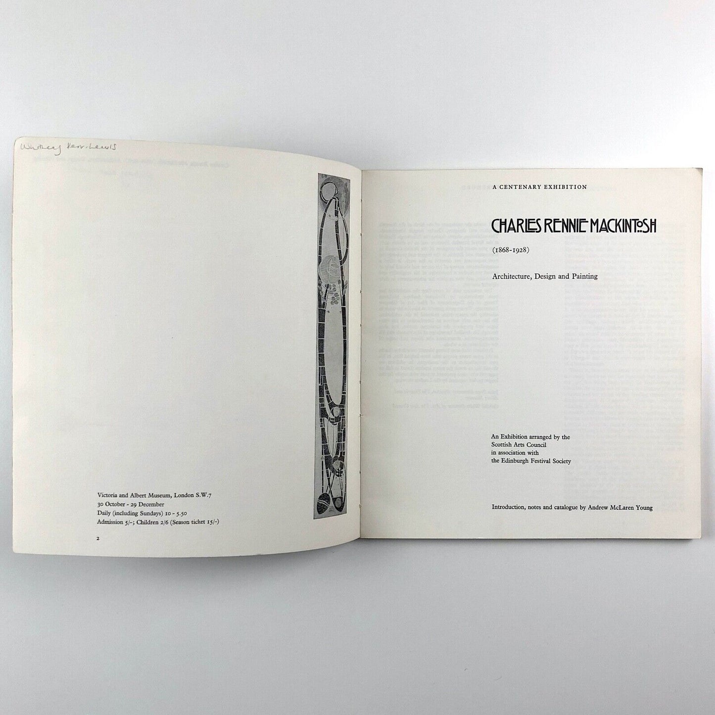 Charles Rennie Mackintosh – A Centenary Exhibition | Scottish Arts Council catalogue, 1968