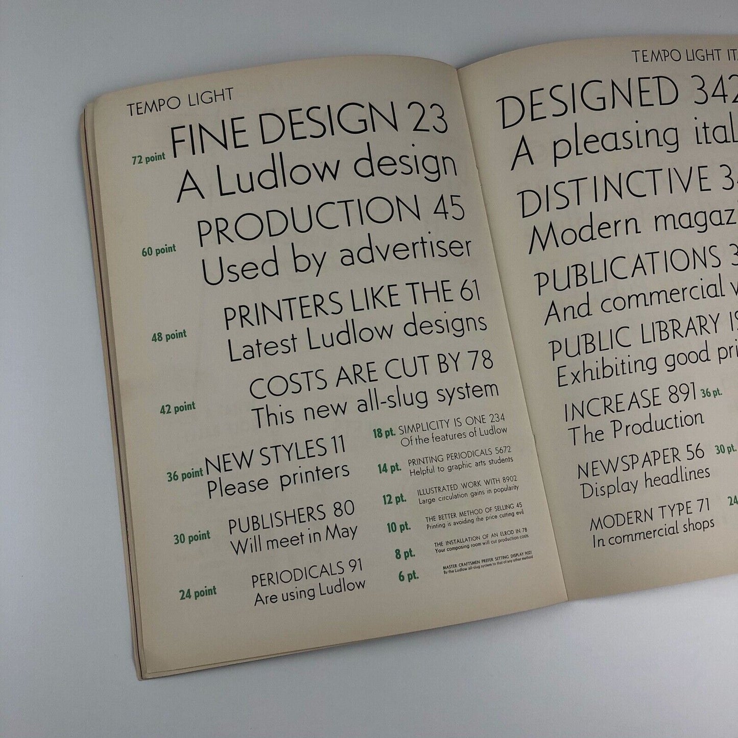 Ludlow Tempo type specimen | Ludlow Typography Company, R. Hunter Middleton, 1930
