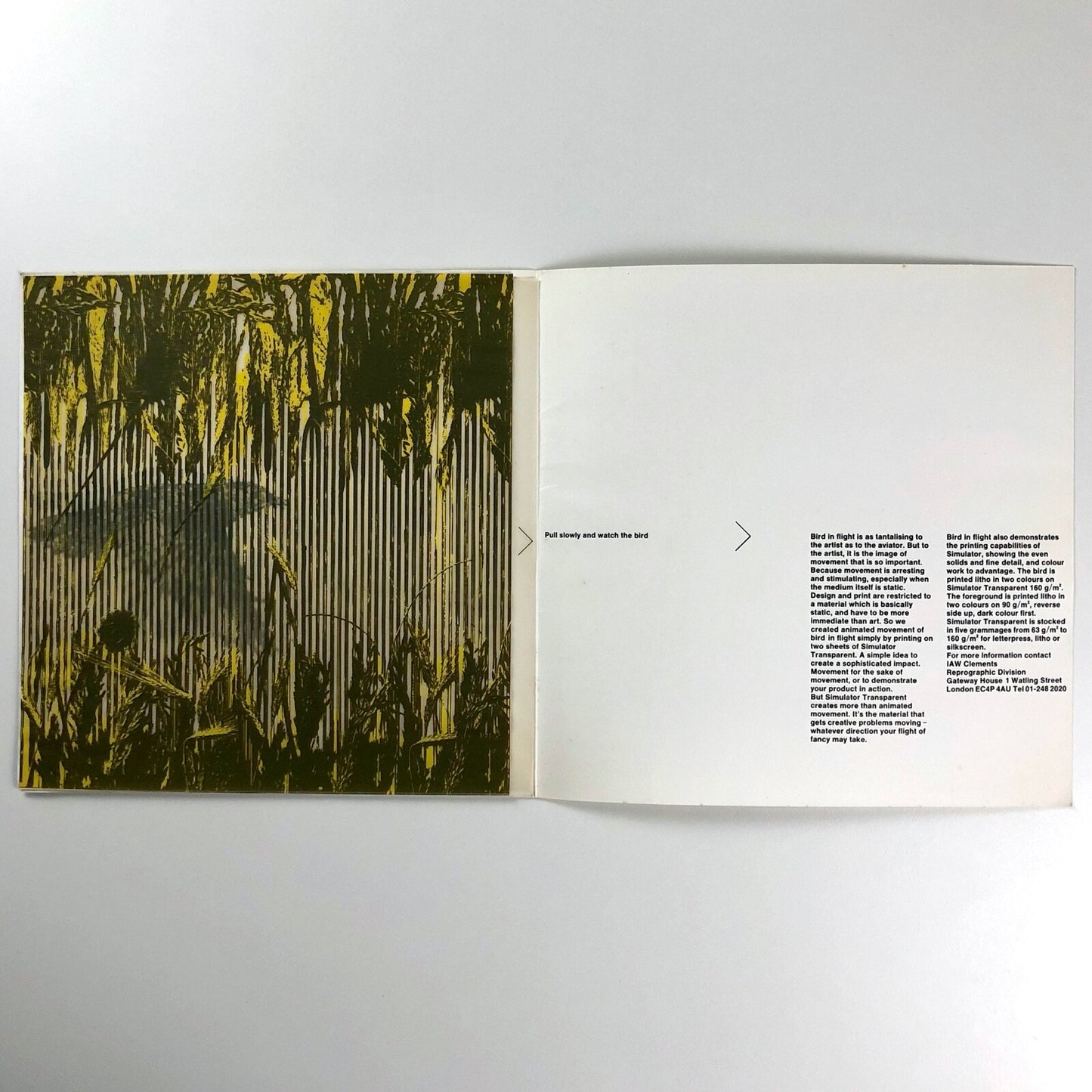 The Designer and Animation, 'Bird In Flight' | IAW Clements | Wiggins Teape leaflet