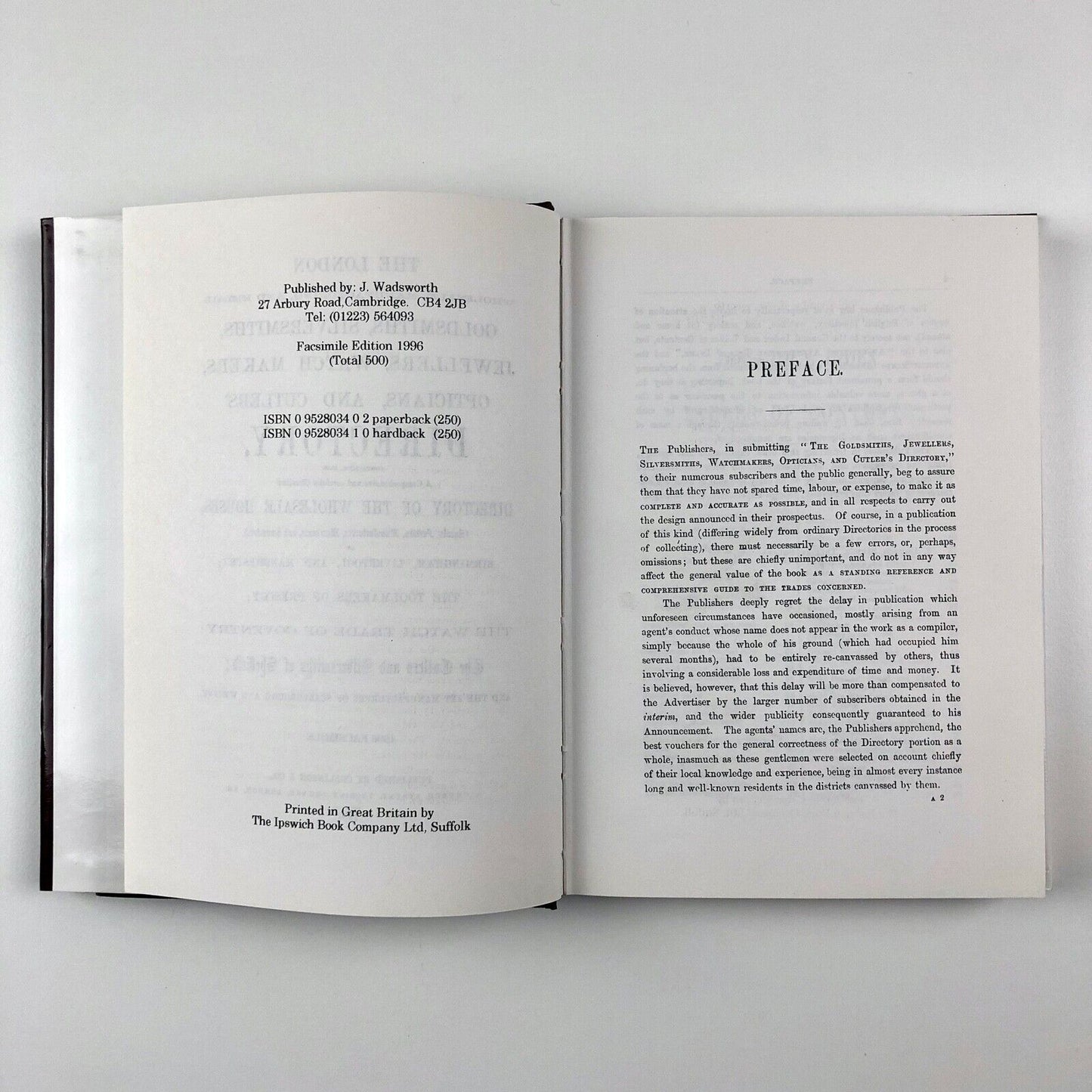 The London Wholesale, Manufacturing, and Retail Goldsmiths, Jewellers, Watch Makers, Opticians, and Cutlers’ Directory 1861 | 1996 Facsimile