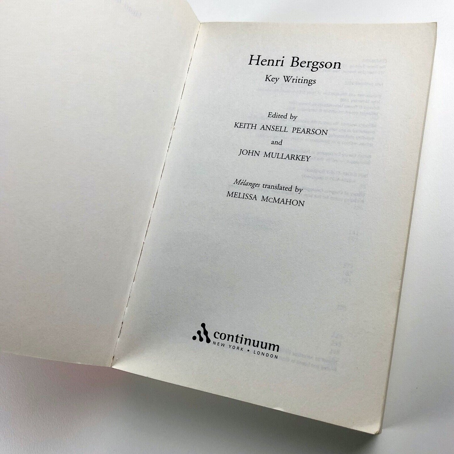 Henri Bergson – Key Writings | Edited by Keith Ansell Pearson and John Mullarkey | Continuum, 2002