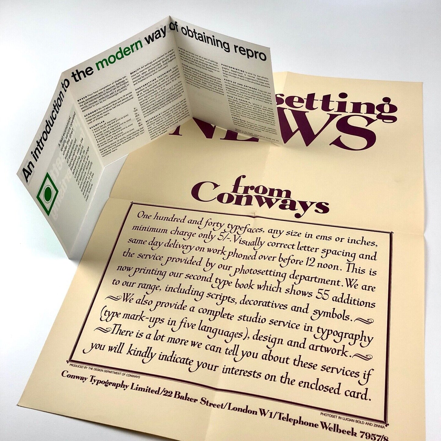 Conway Typography Limited – typefaces for photocomposition | Brochure & ephemera