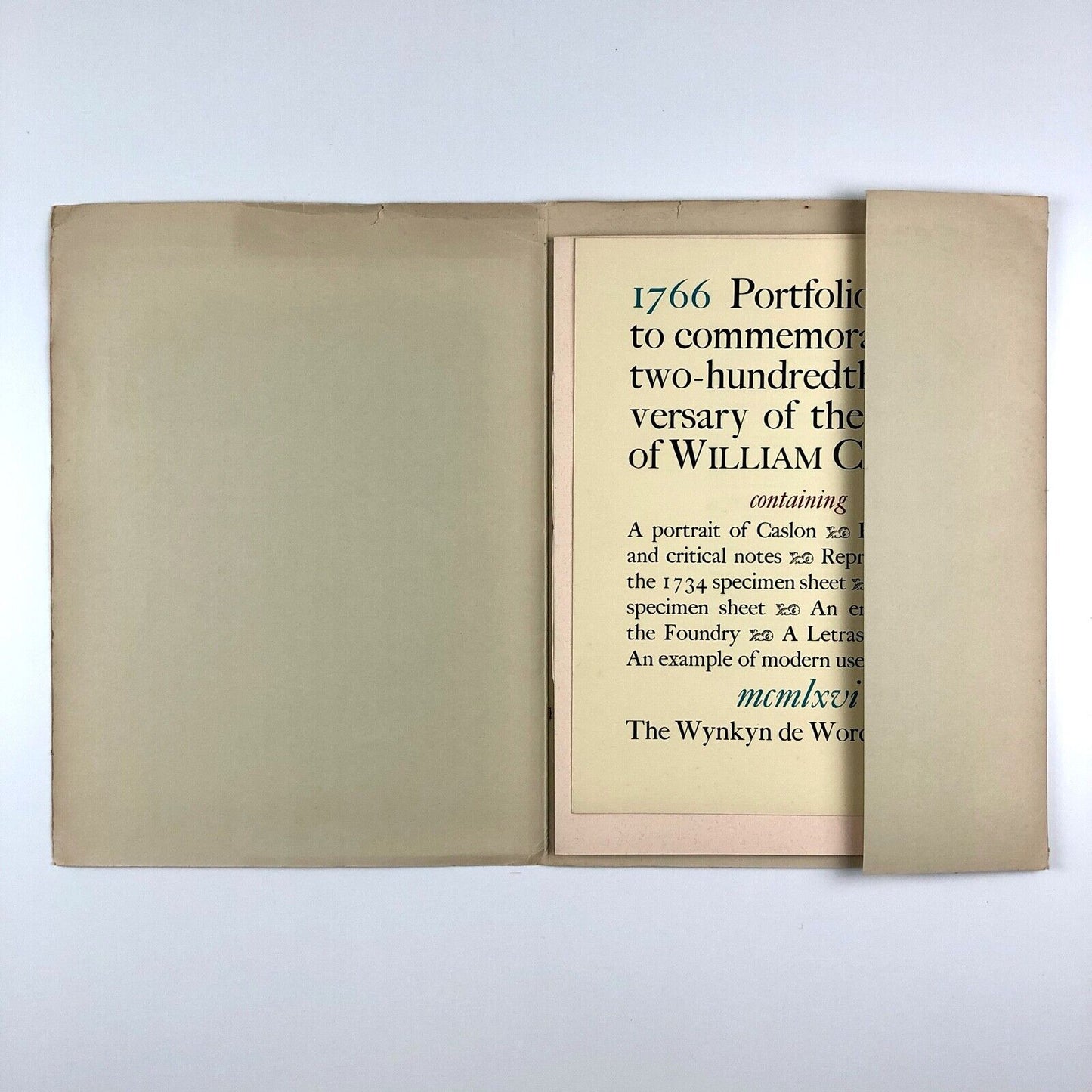 William Caslon 1766–1966 | Wynkyn de Worde | Portfolio with nine inserts, 1966