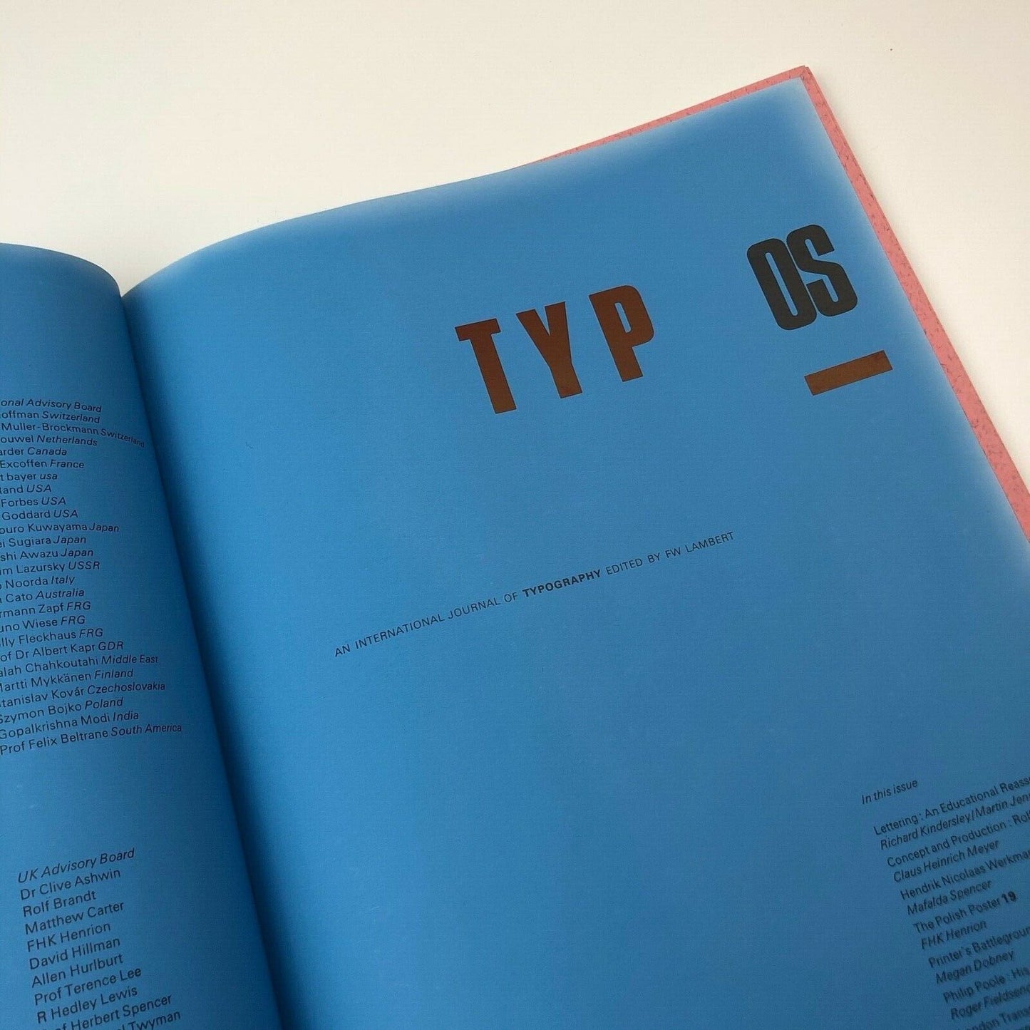 Typos 6 An International Journal of Typography | London College of Printing | ed. F.W. Lambert, 1981
