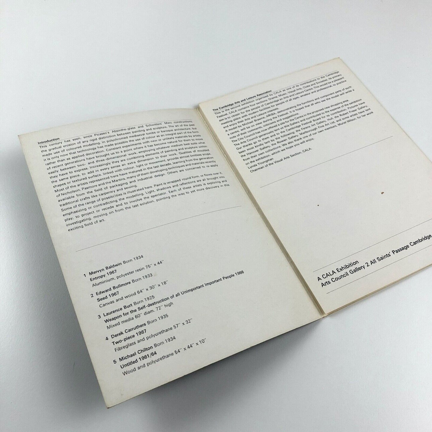 Painting Becomes Sculpture Becomes Painting CALA | Arts Council folded card, 1968