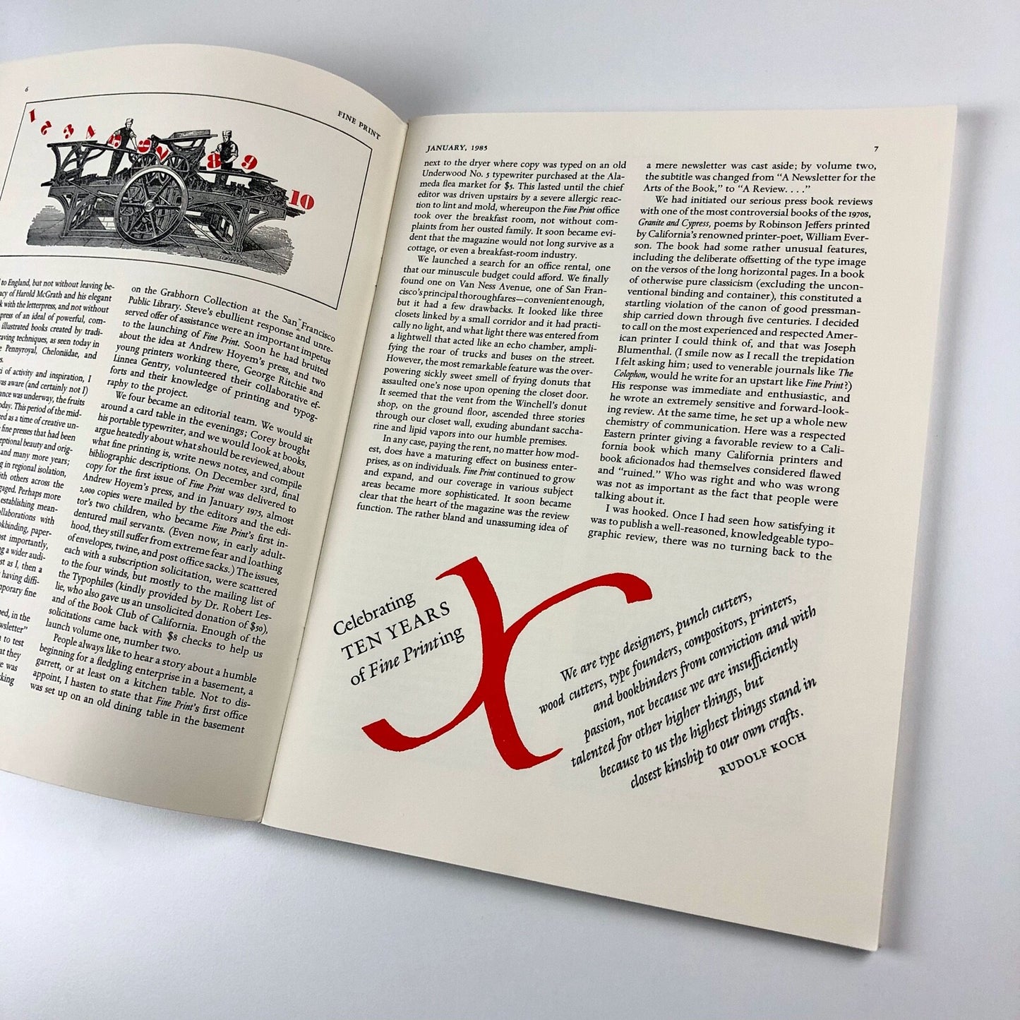 Fine Print. A Review for the Arts of the Book | January 1985, Vol 11, No. 1