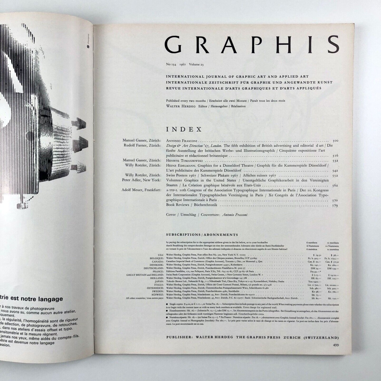 Graphis journal | No 134, Vol 23, 1967 | Walter Herdeg | The Graphis Press