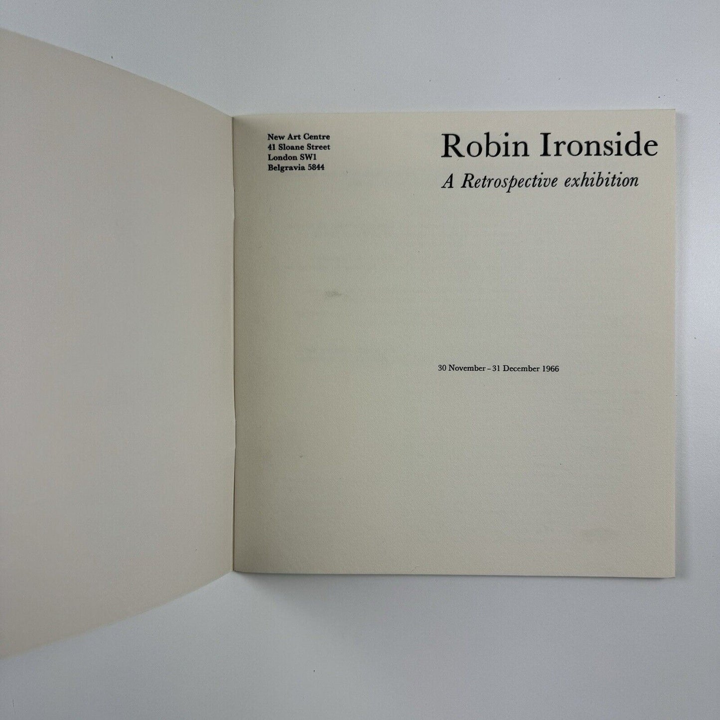 Robin Ironside – A Retrospective exhibition | New Art Centre, Sloane Street | 1966 catalogue booklet