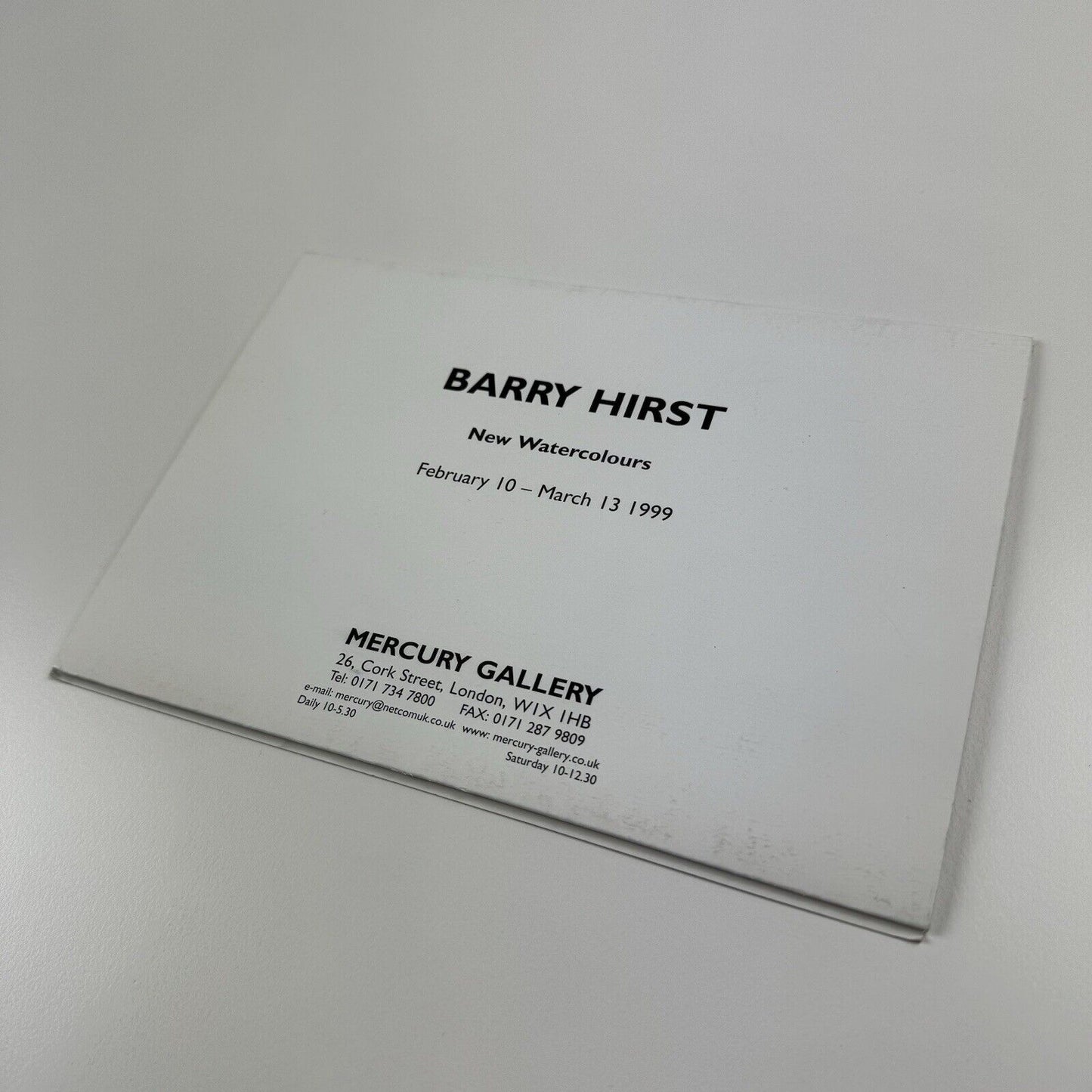 Barry Hirst. New Watercolours – folded card | Mercury Gallery London, 1999