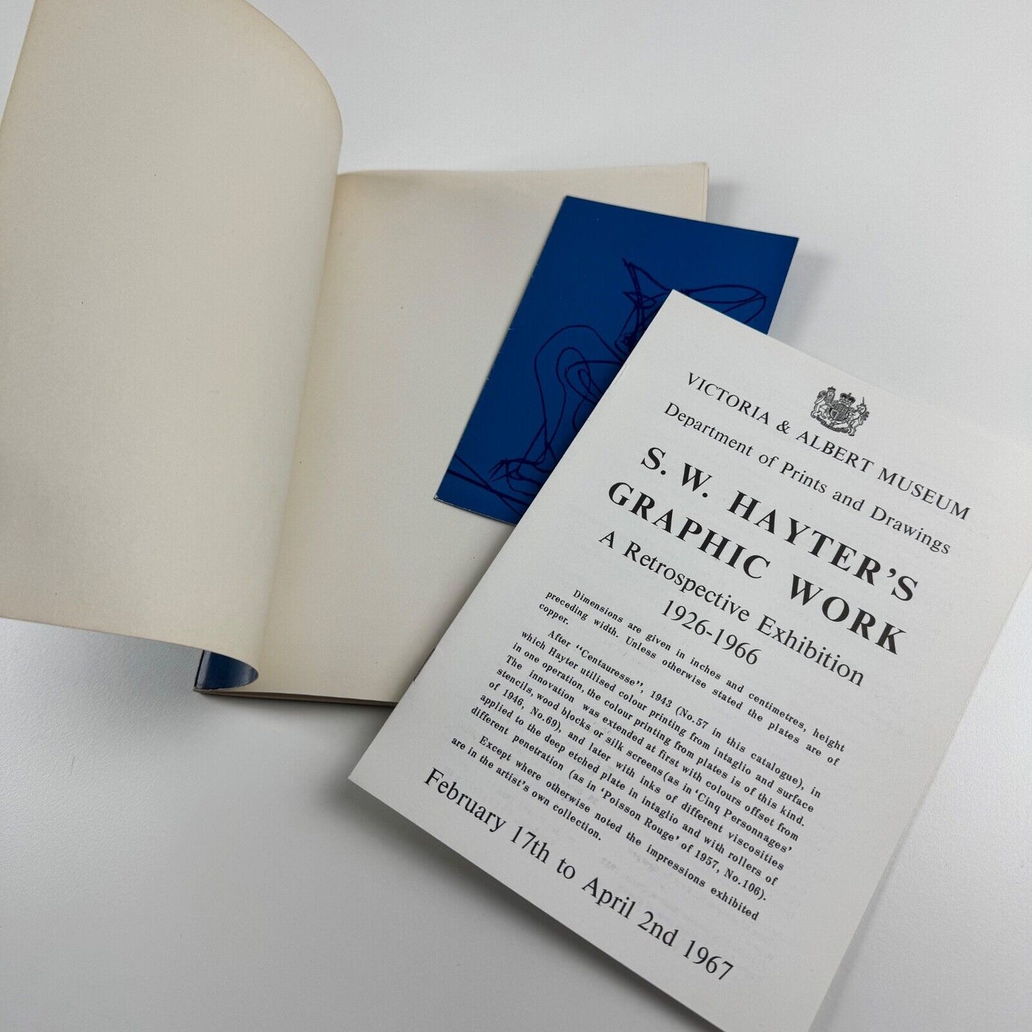 V&A Department of Prints and Drawings. S.W. Hayter’s Graphic Work. A Retrospective Exhibition 1926-1966, also private view invitation