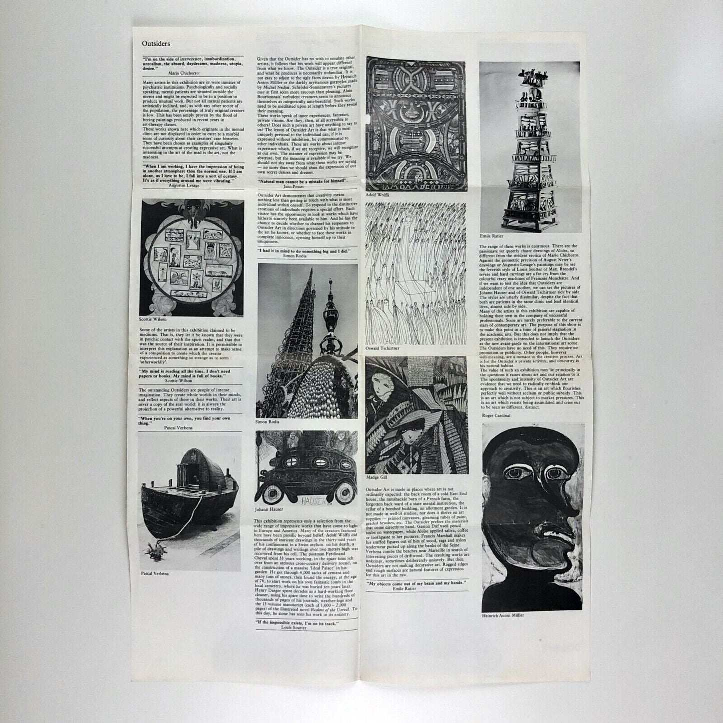 Fold out gallery guide for Outsiders | Hayward Gallery and Arts Council, 1979