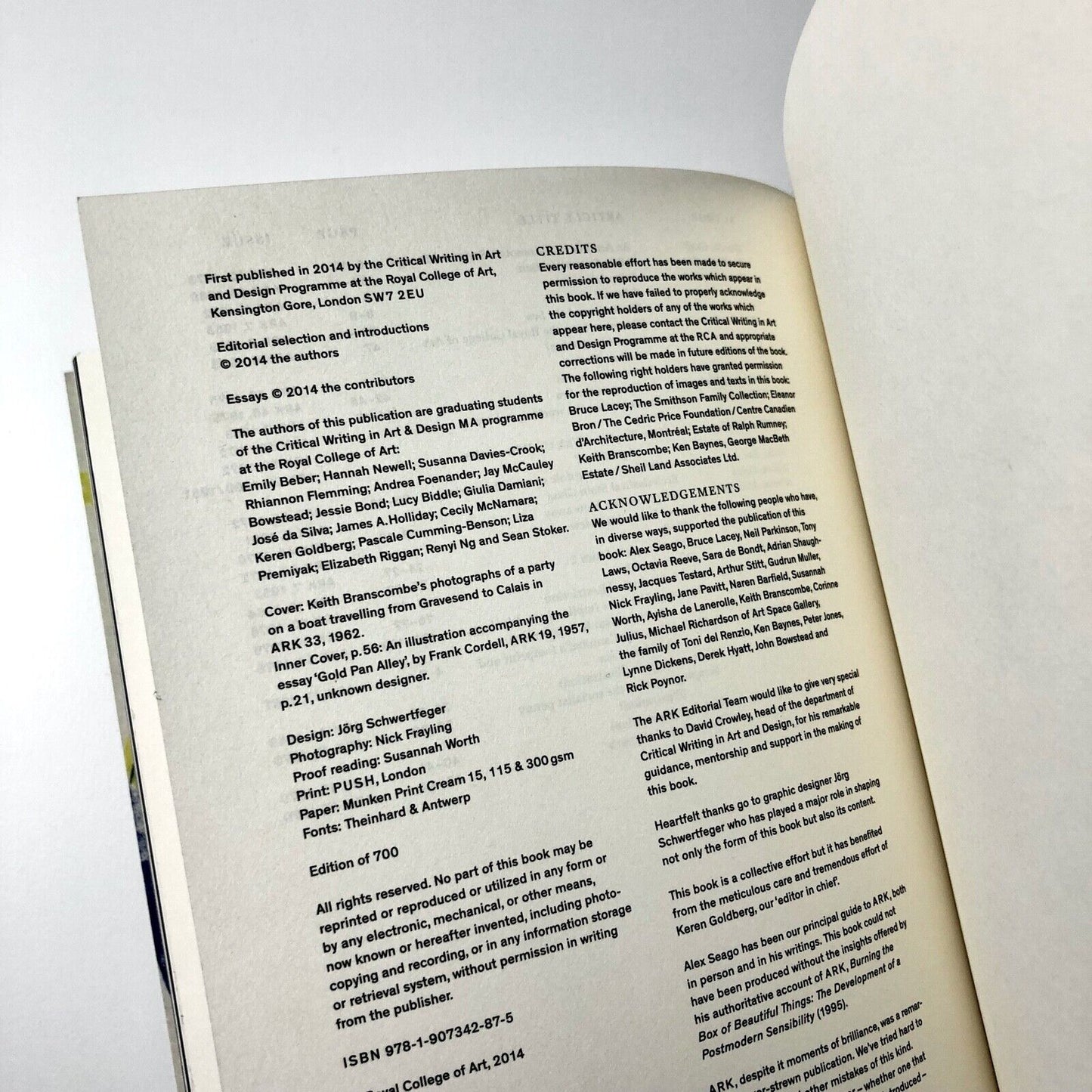 ARK – Words and Images from the Royal College of Art Magazine 1950–1978 | 2014