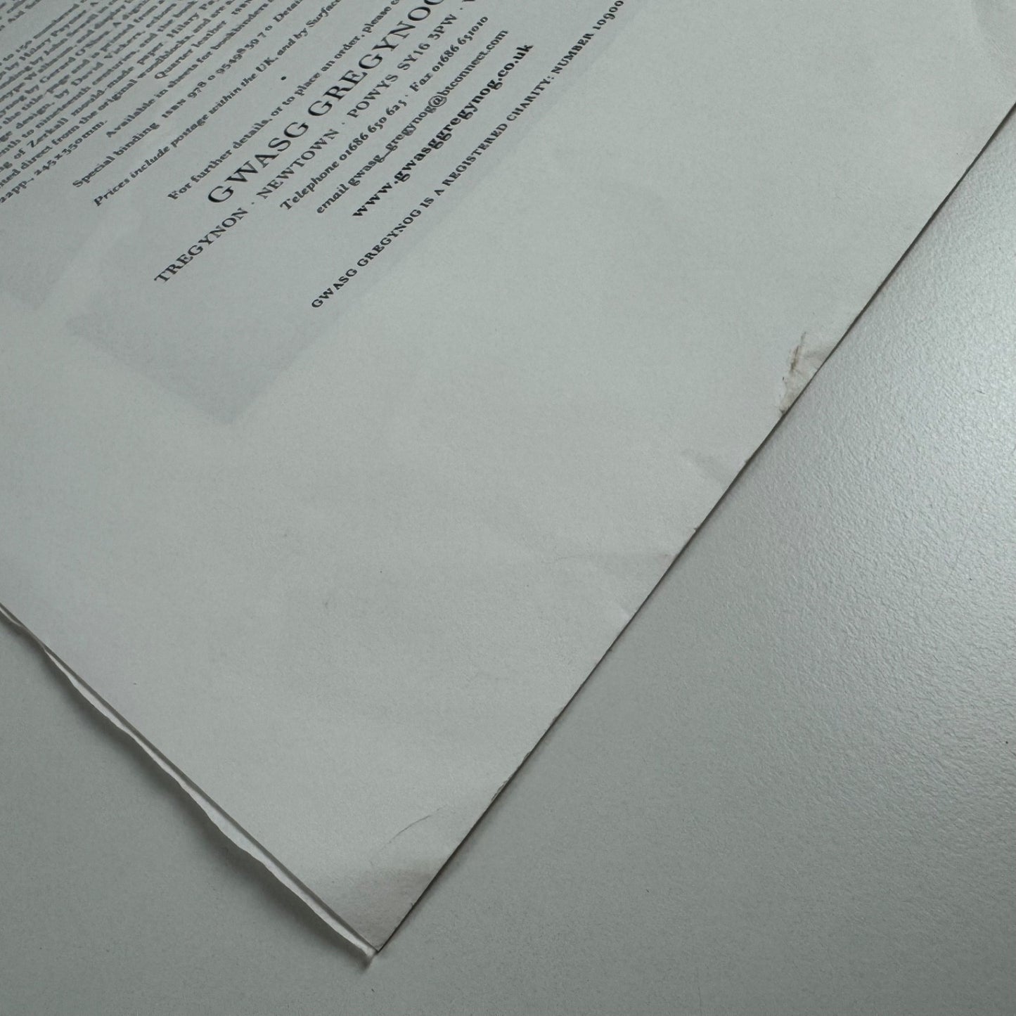 Prospectus for The Romantics in Wales edited by Glyn Tegai Hughes, wood engravings by Hilary Paynter Gregynog 2009