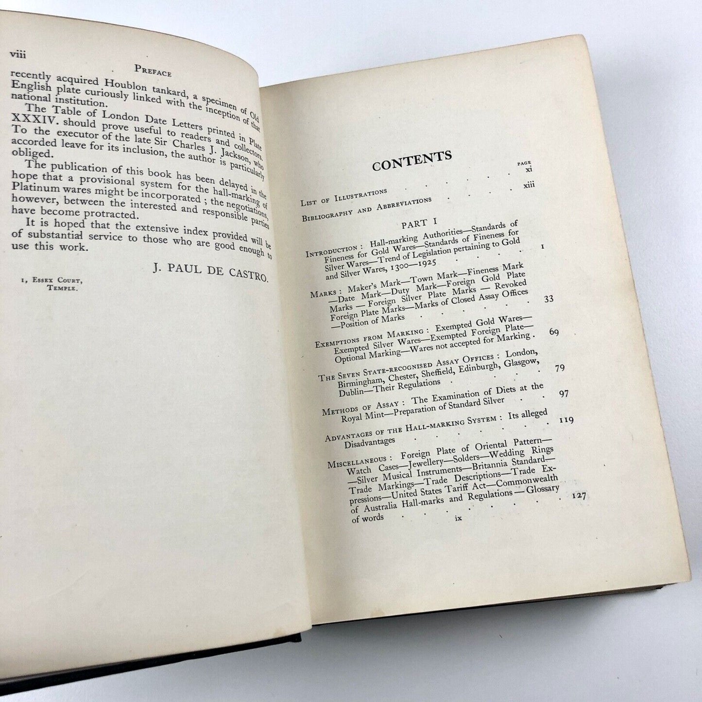 The Law & Practice of Hall-Marking Gold & Silver Wares | J. Paul de Castro 1926