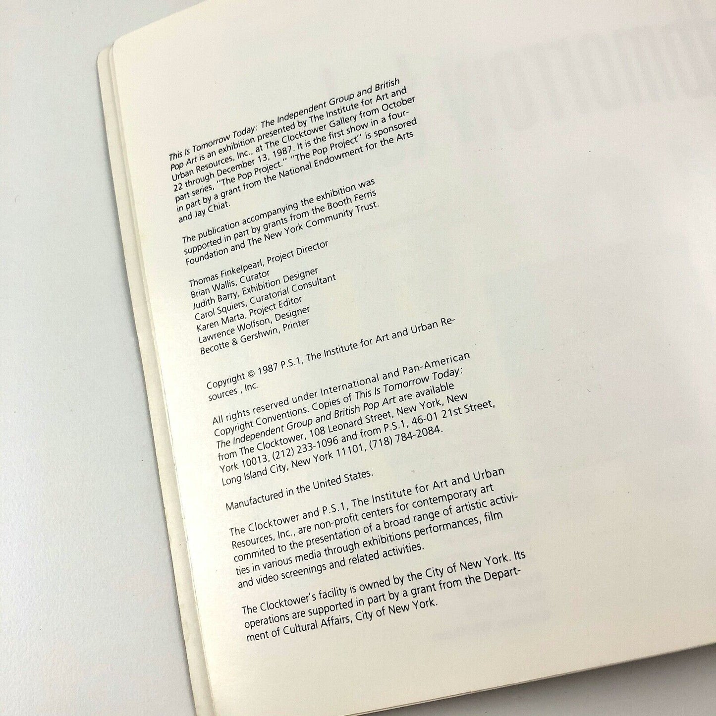 This is Tomorrow Today exhibition | Institute for Art and Urban Resources catalogue, 1987