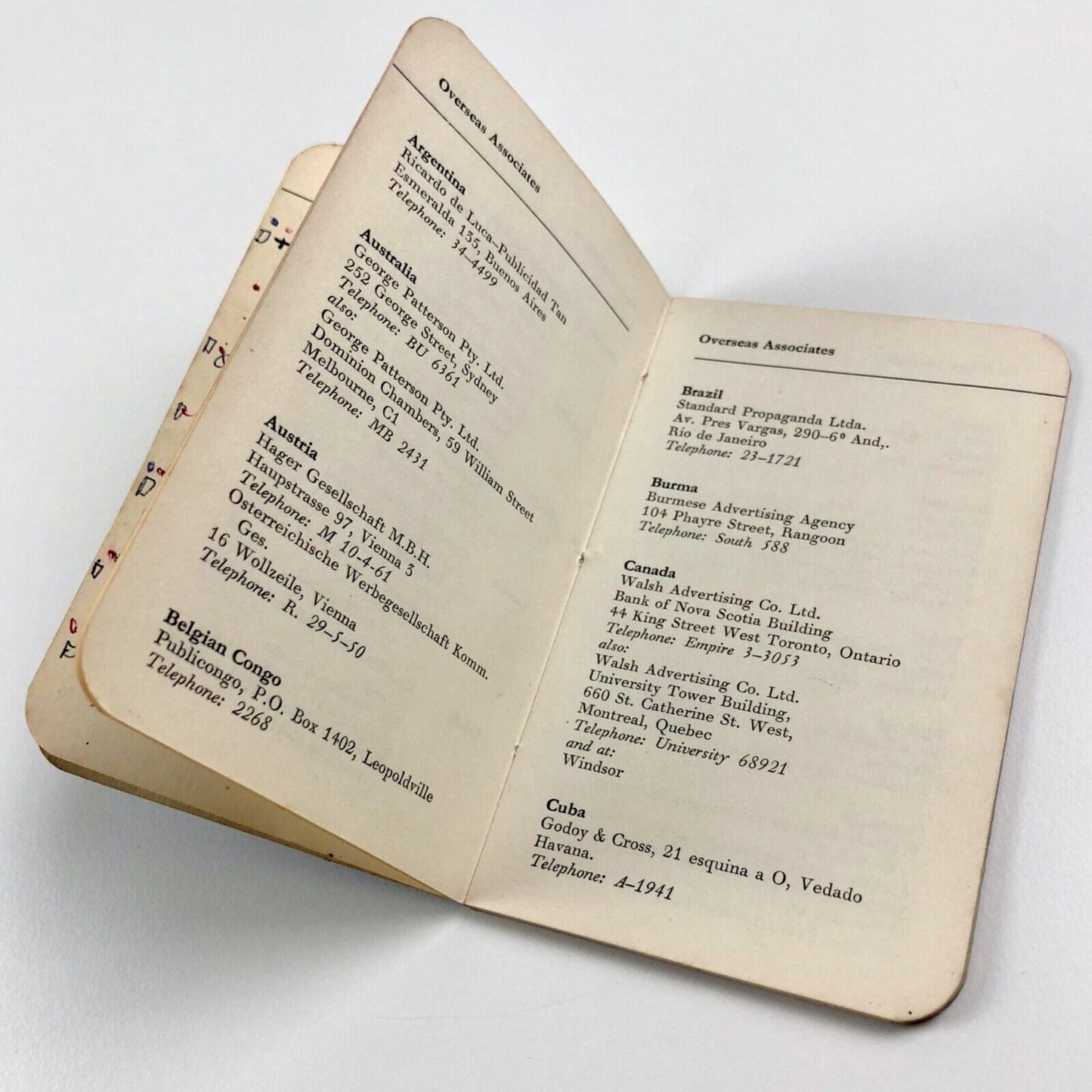 W.S. Crawford Crawfords advertising agency address book November 1952 includes Ashley Havinden