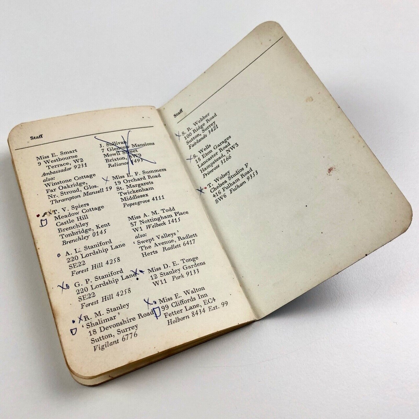 W.S. Crawford Crawfords advertising agency address book November 1952 includes Ashley Havinden