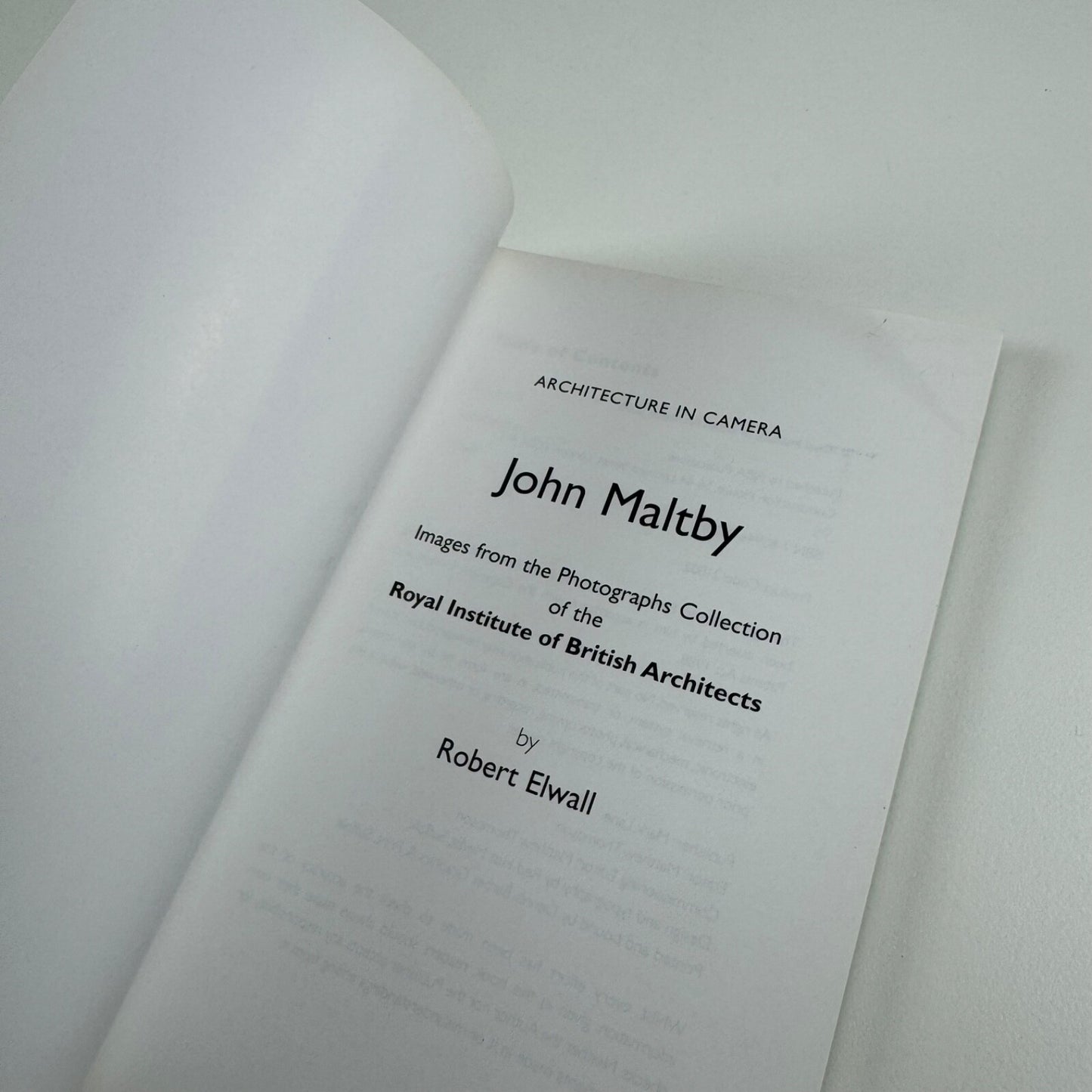 John Maltby by Robert Elwall. Architecture in Camera | RIBA Publications, 2000