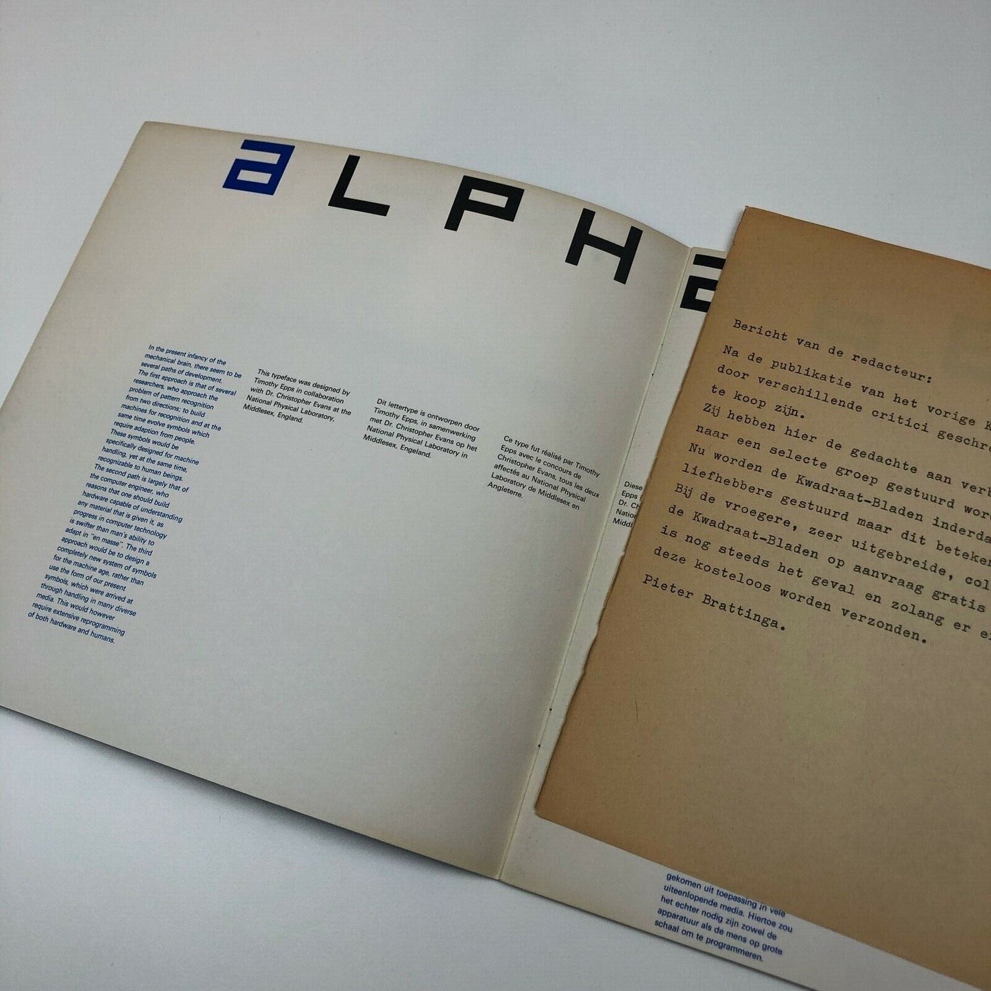 Quadrat Prints | An overview of the 'Alphabet' typeface designed by Timothy Epps, ed. Pieter Brattinga 1970