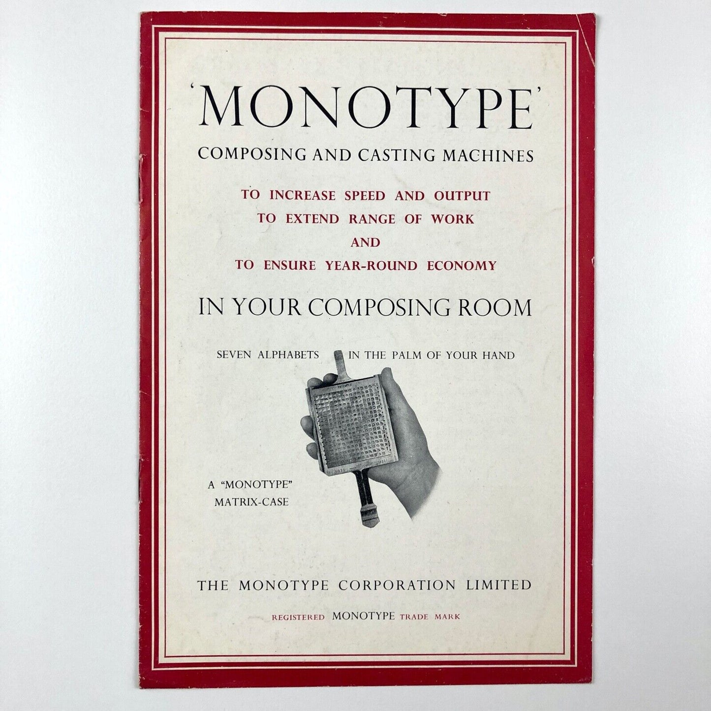 Monotype Corporation composing and casting machine | Promotional leaflet, 1950s?