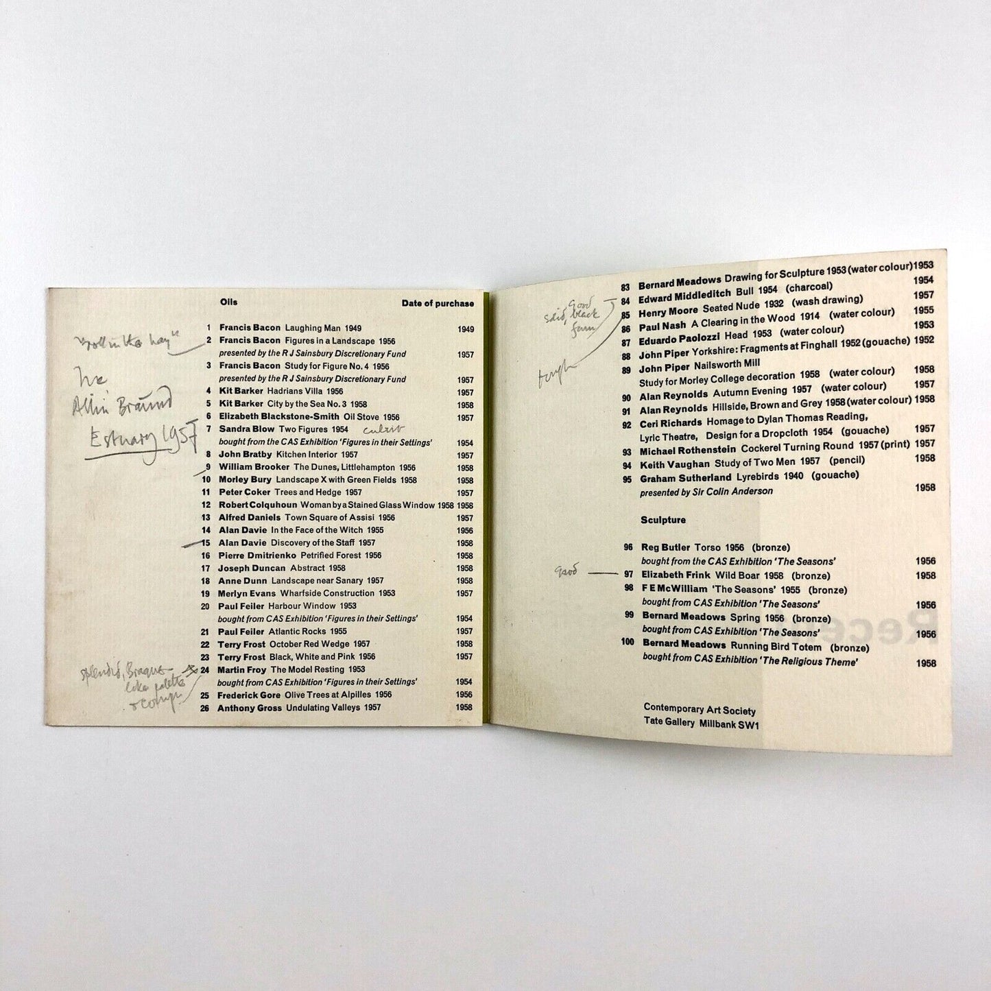 Recent Acquisitions: Contemporary Art Society | The Arts Council, 1959 catalogue