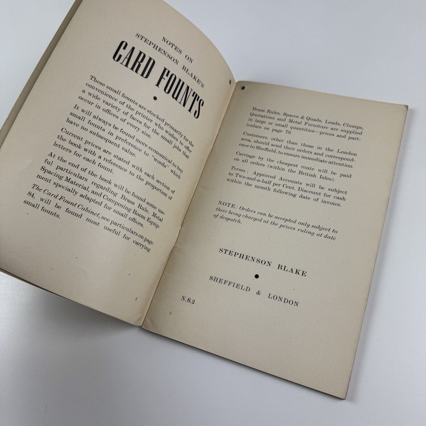 Card Founts of Printing Types from Stephenson Blake | Type specimen booklet