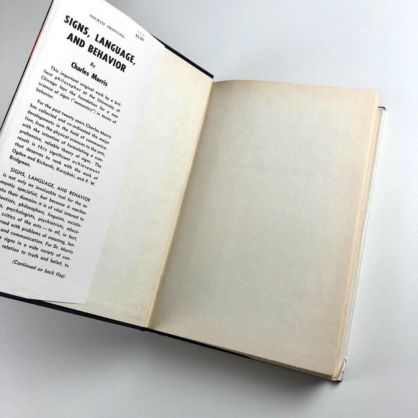 Signs, Language and Behaviour by Charles Morris | 4th printing, Prentice Hall, 1950