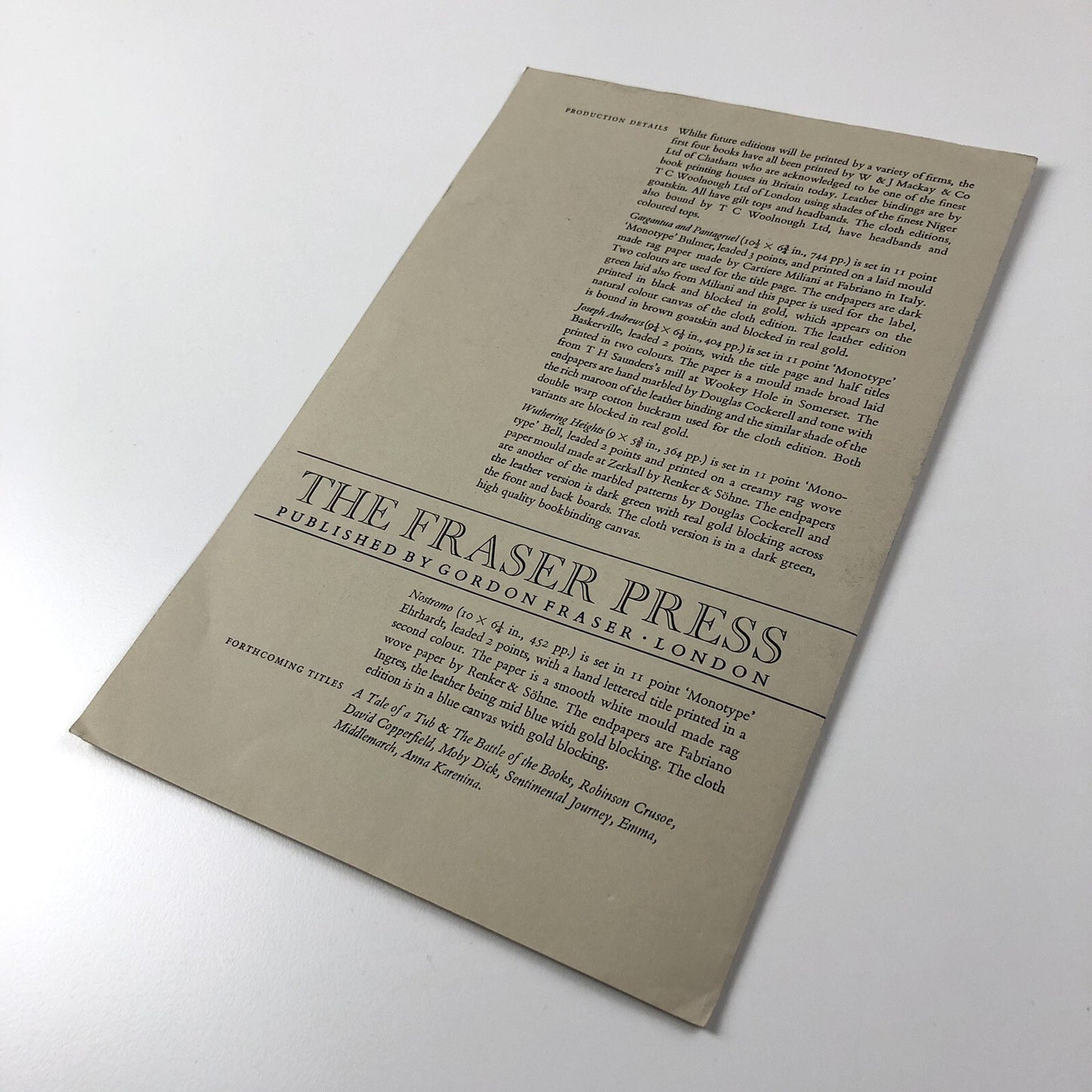 The Fraser Press Limited Editions | Gordon Fraser | Folder and inserts, c1970